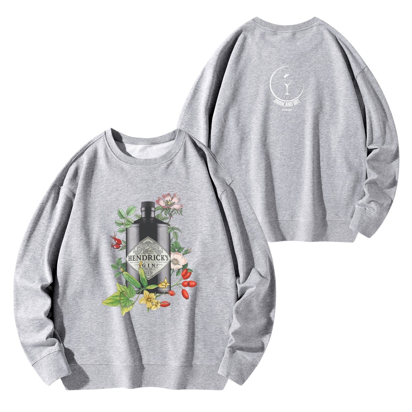 Sweatershirt Cotton gin Hendrick's floral art DrinkandArt