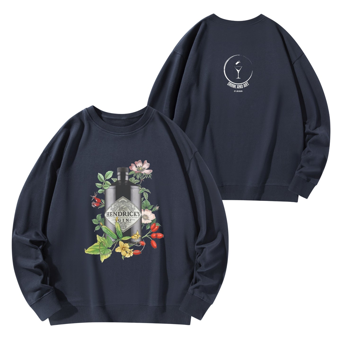 Sweatershirt Cotton gin Hendrick's floral art DrinkandArt