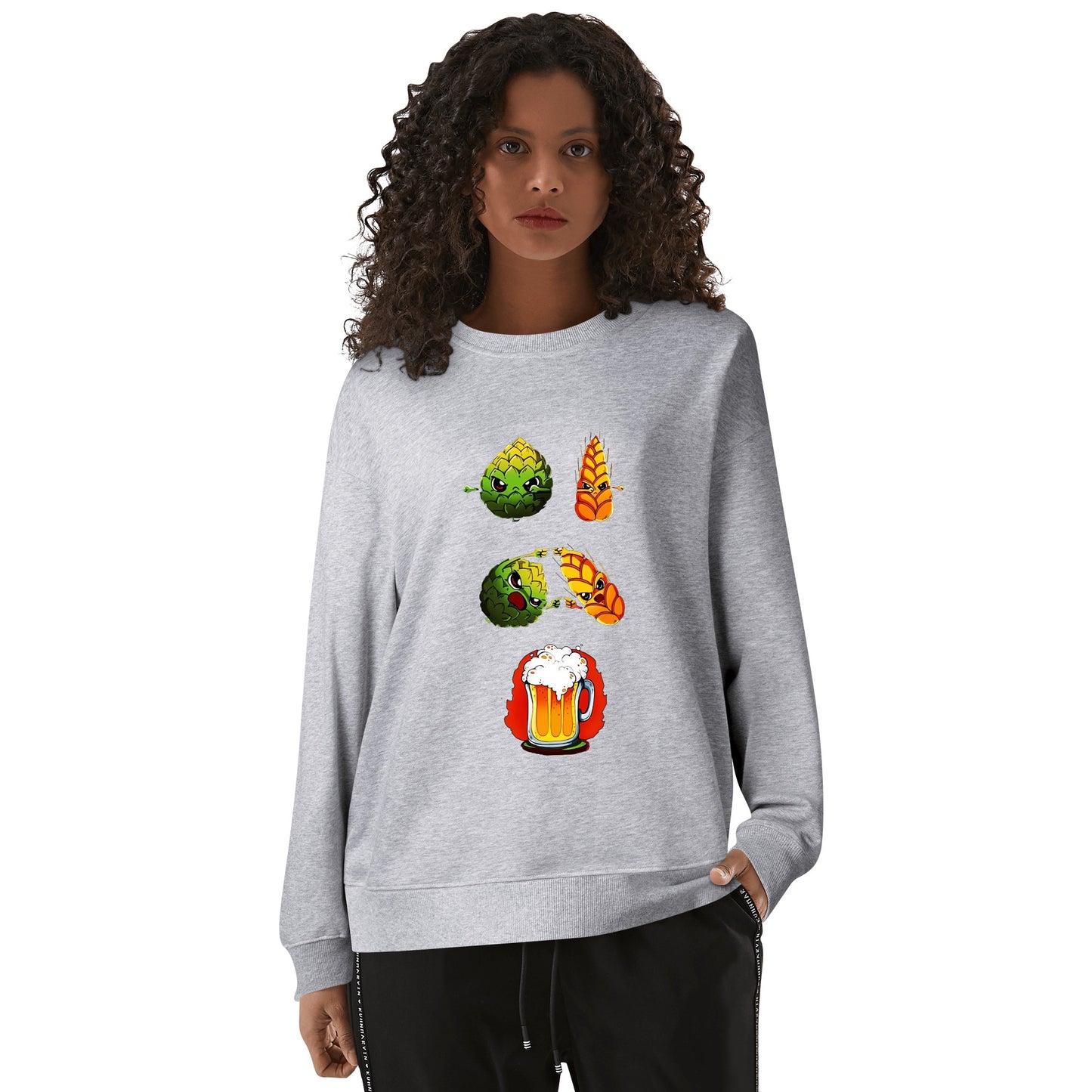 Sweatershirt Cotton hops plus wheat equals beer, satire DBZ DrinkandArt