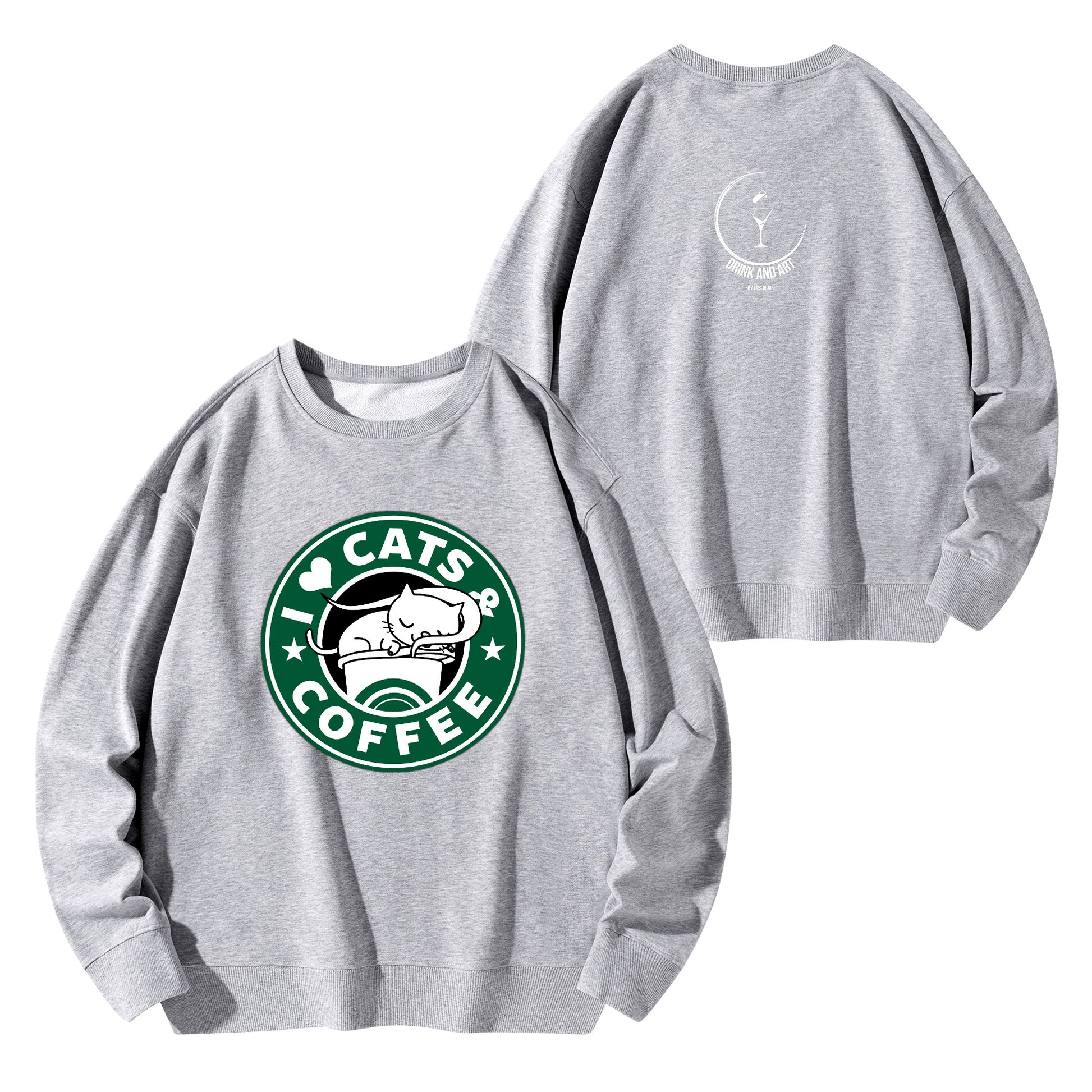 Sweatershirt Cotton i love cats and coffee DrinkandArt