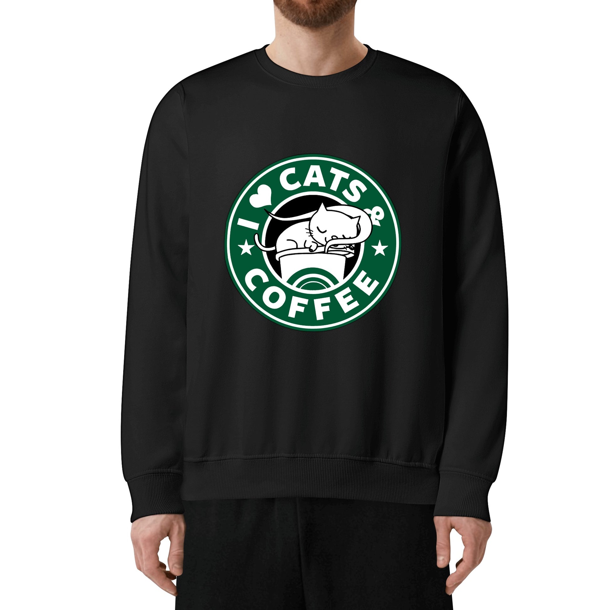 Sweatershirt Cotton i love cats and coffee DrinkandArt