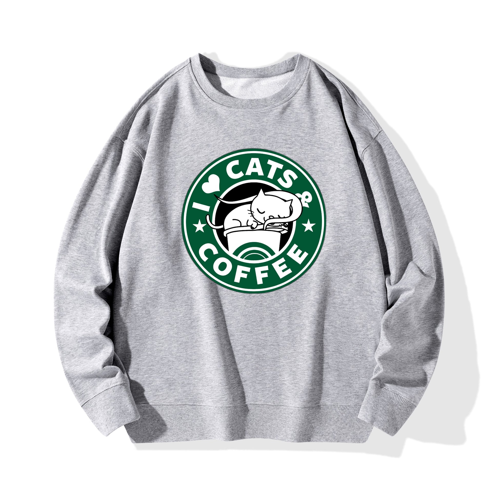 Sweatershirt Cotton i love cats and coffee DrinkandArt