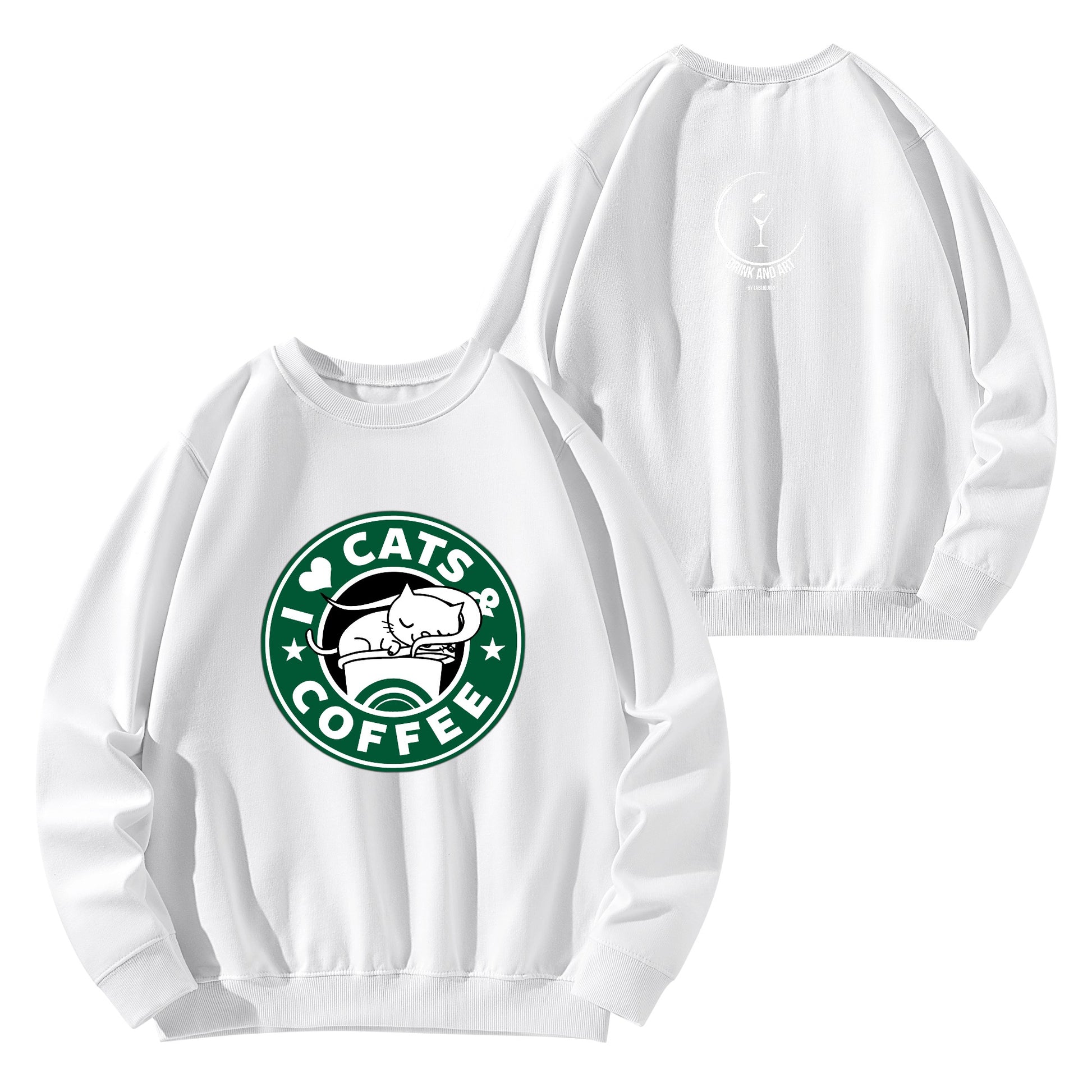 Sweatershirt Cotton i love cats and coffee DrinkandArt