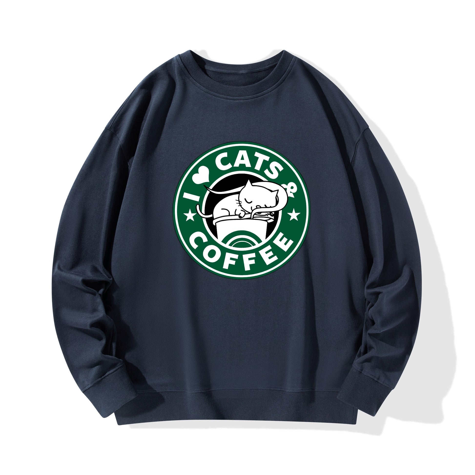 Sweatershirt Cotton i love cats and coffee DrinkandArt