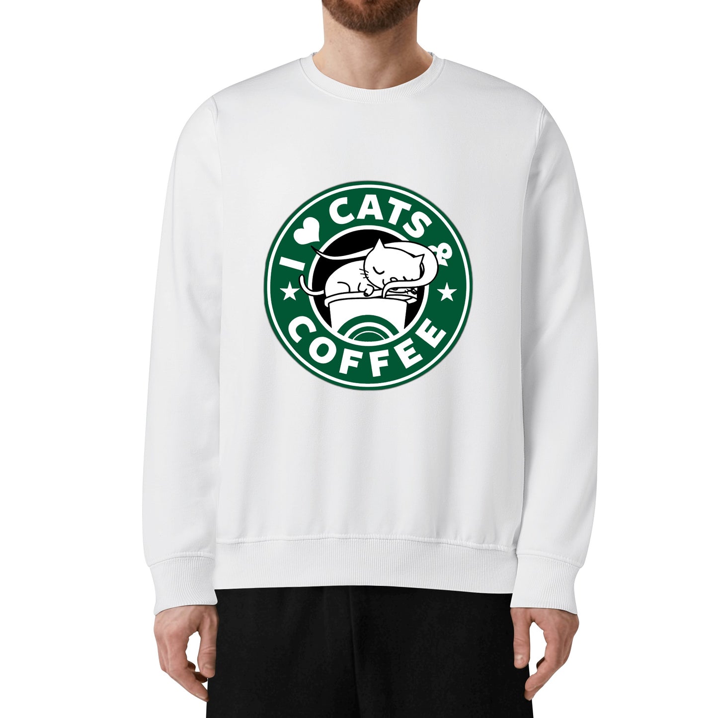 Sweatershirt Cotton i love cats and coffee DrinkandArt