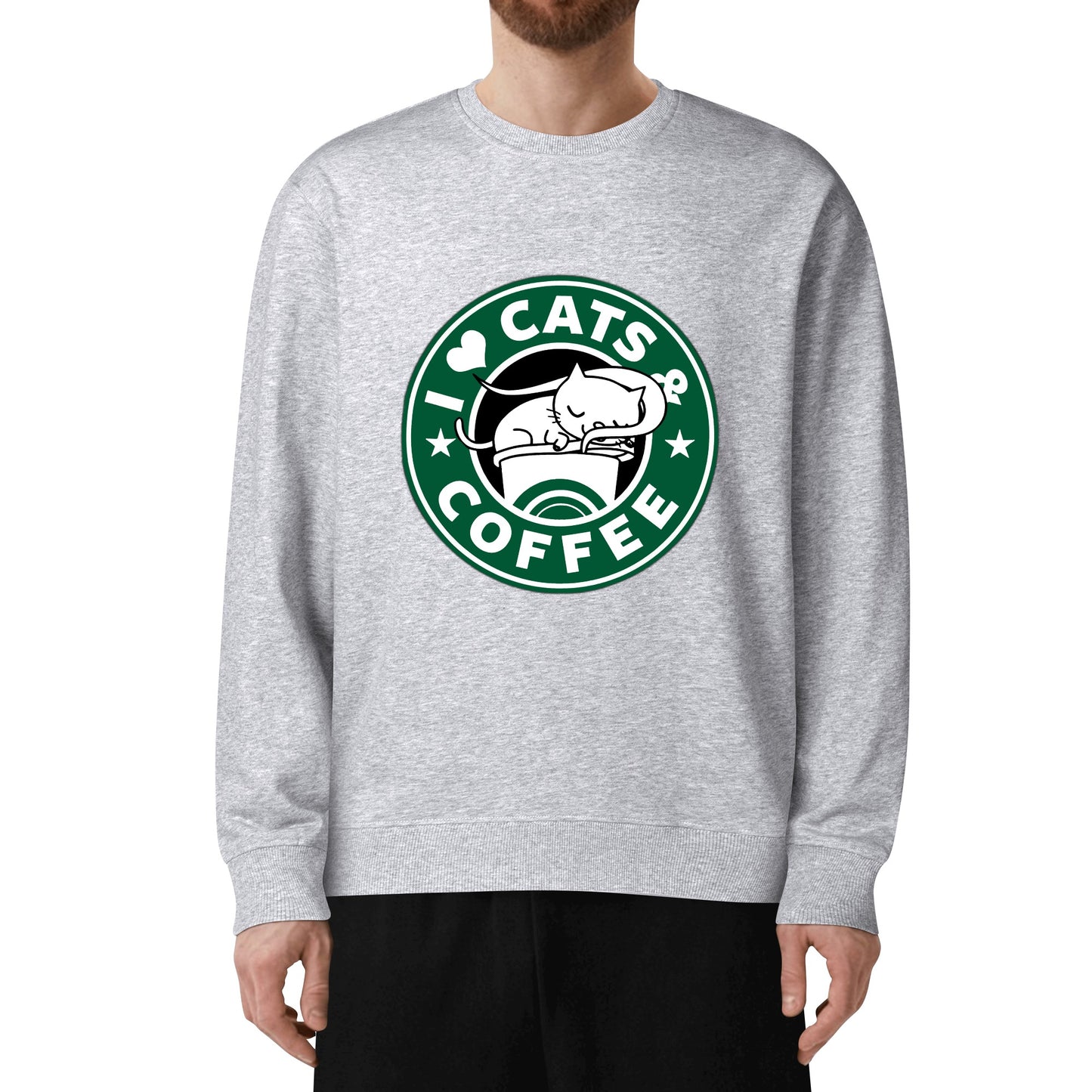 Sweatershirt Cotton i love cats and coffee DrinkandArt