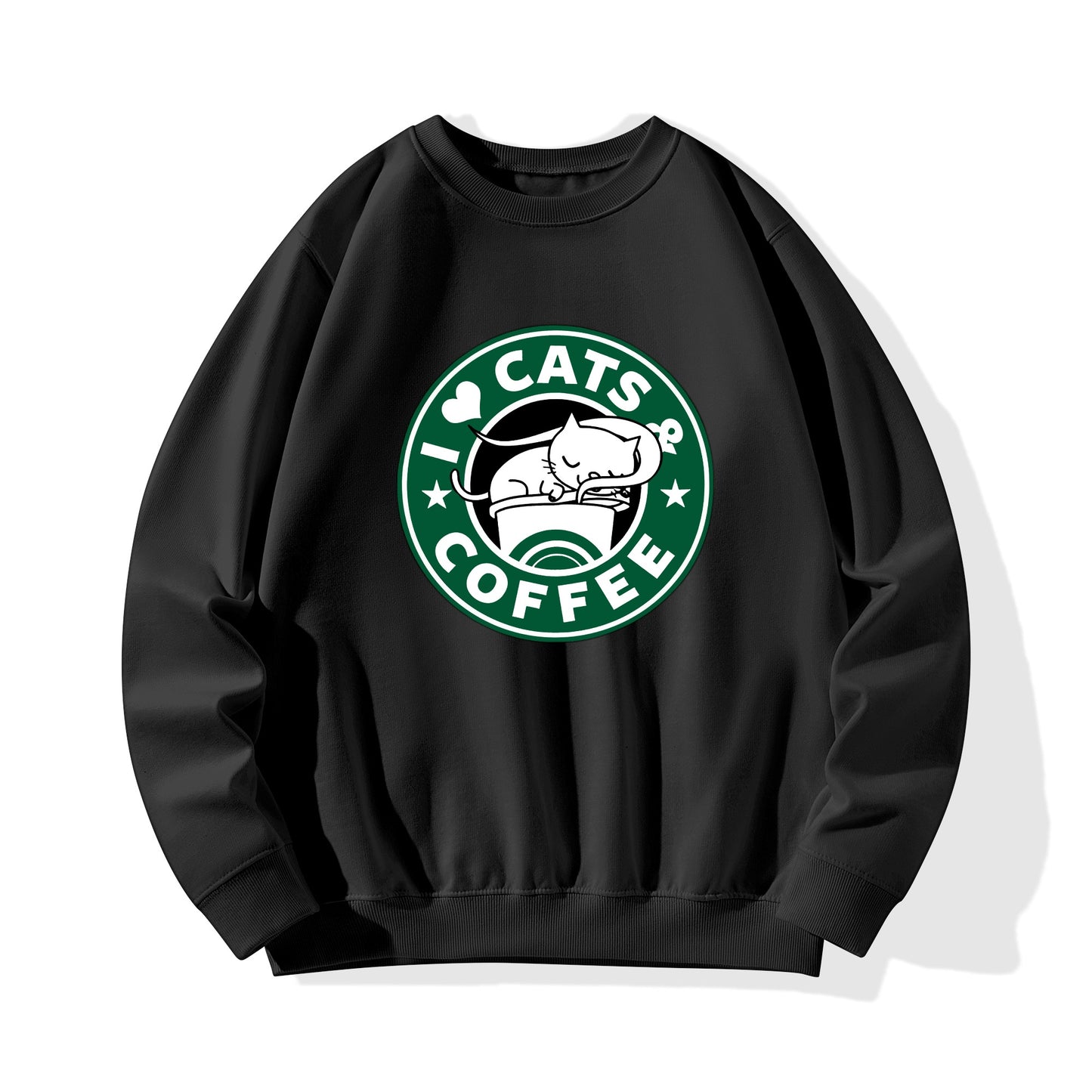 Sweatershirt Cotton i love cats and coffee DrinkandArt