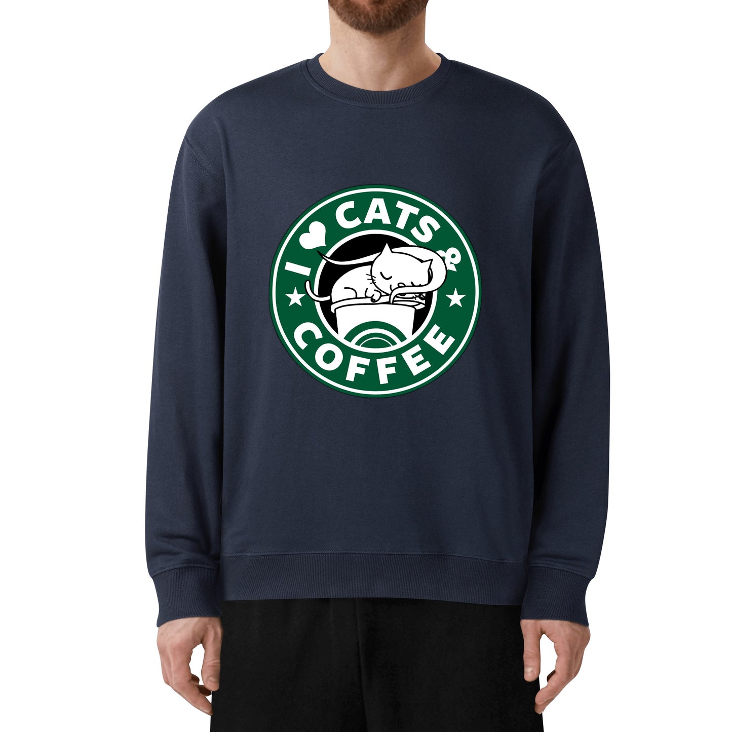 Sweatershirt Cotton i love cats and coffee DrinkandArt