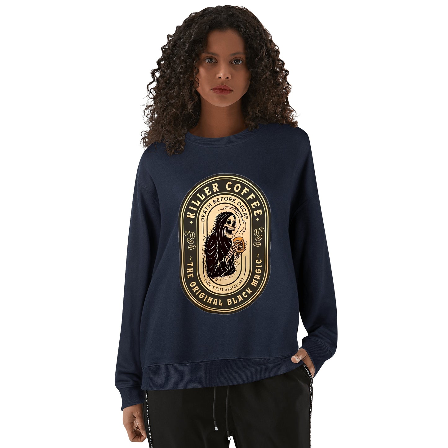 Sweatershirt Cotton killer coffee skull logo DrinkandArt