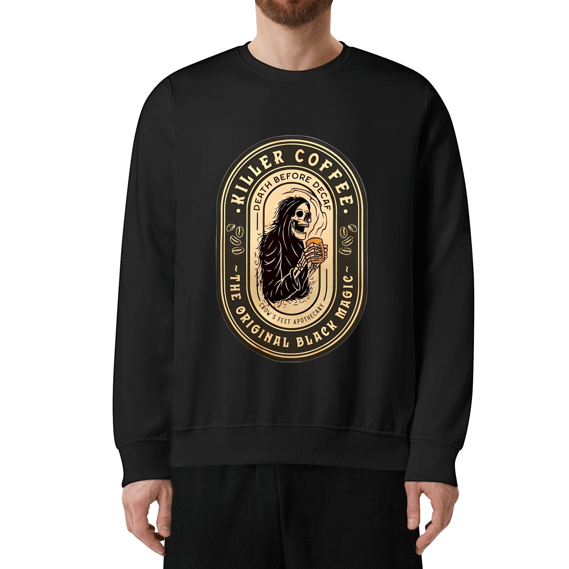 Sweatershirt Cotton killer coffee skull logo DrinkandArt