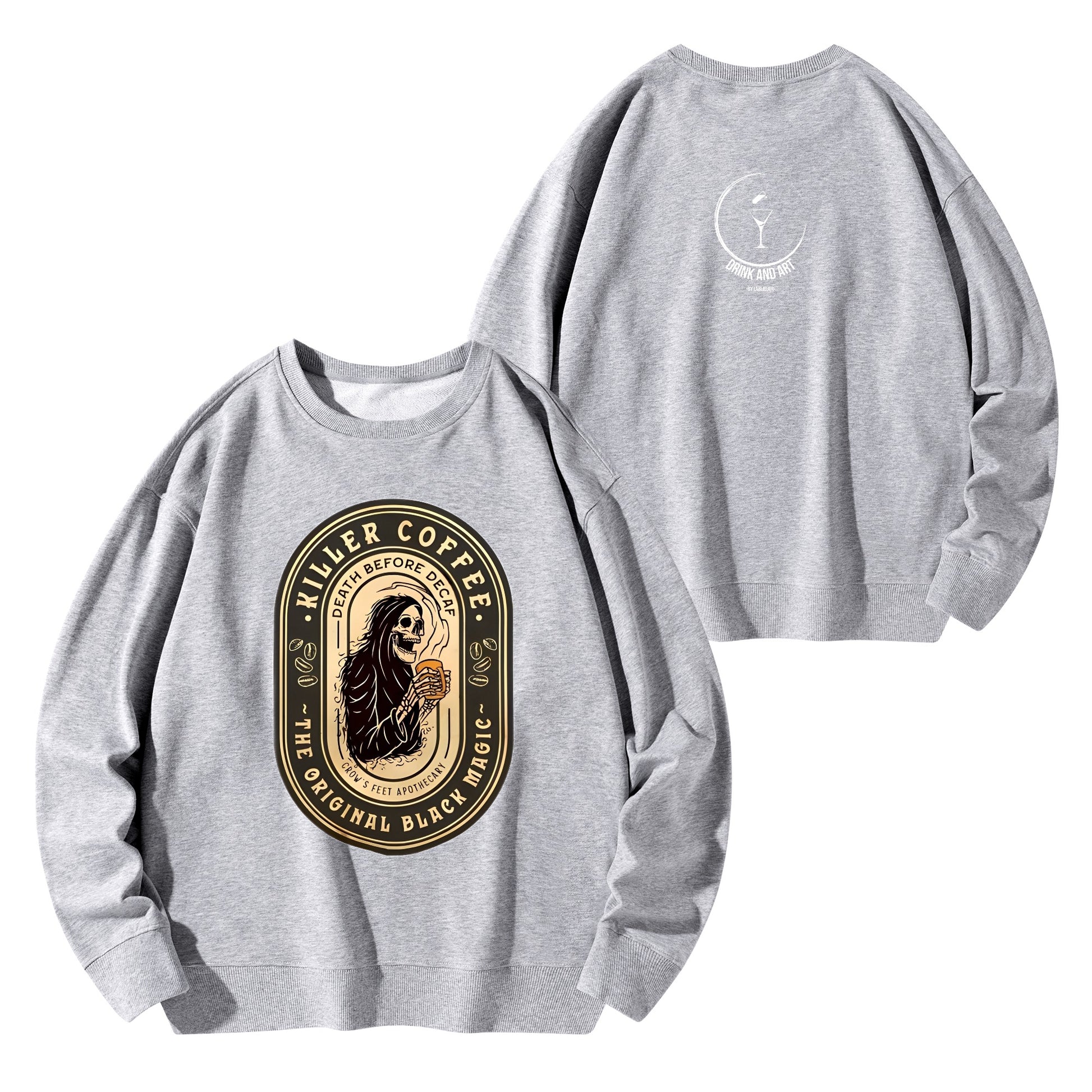 Sweatershirt Cotton killer coffee skull logo DrinkandArt