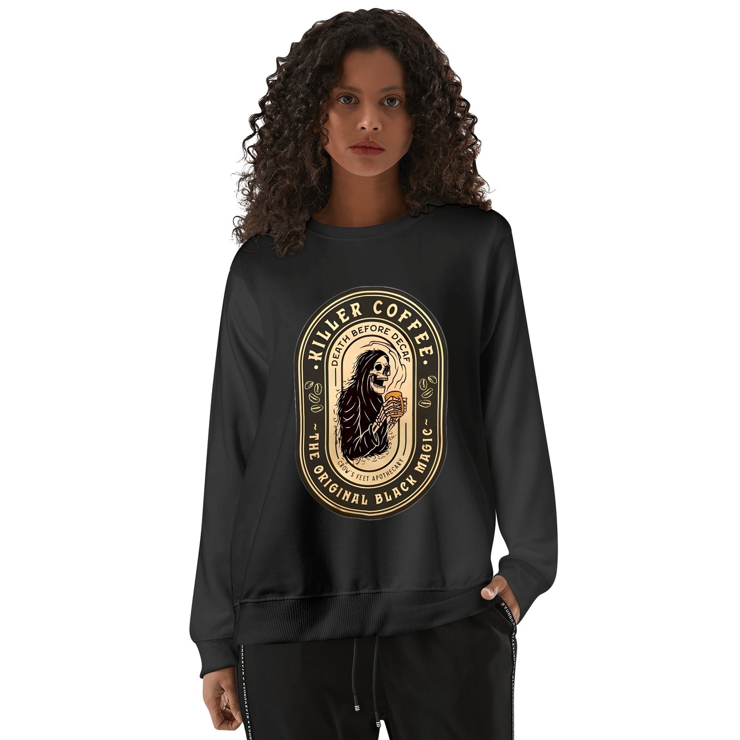 Sweatershirt Cotton killer coffee skull logo DrinkandArt