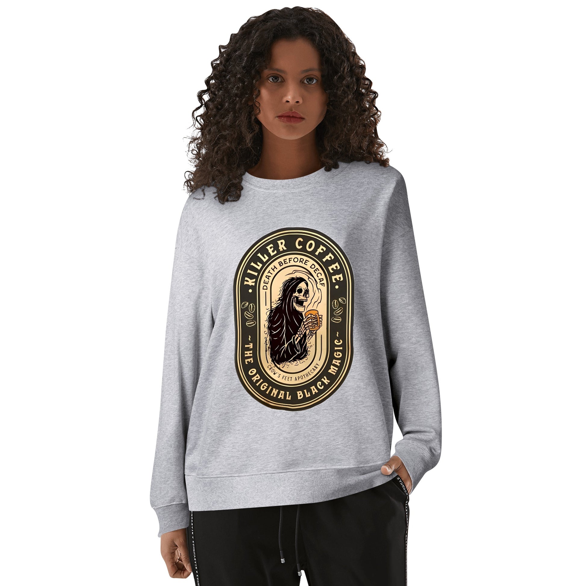 Sweatershirt Cotton killer coffee skull logo DrinkandArt