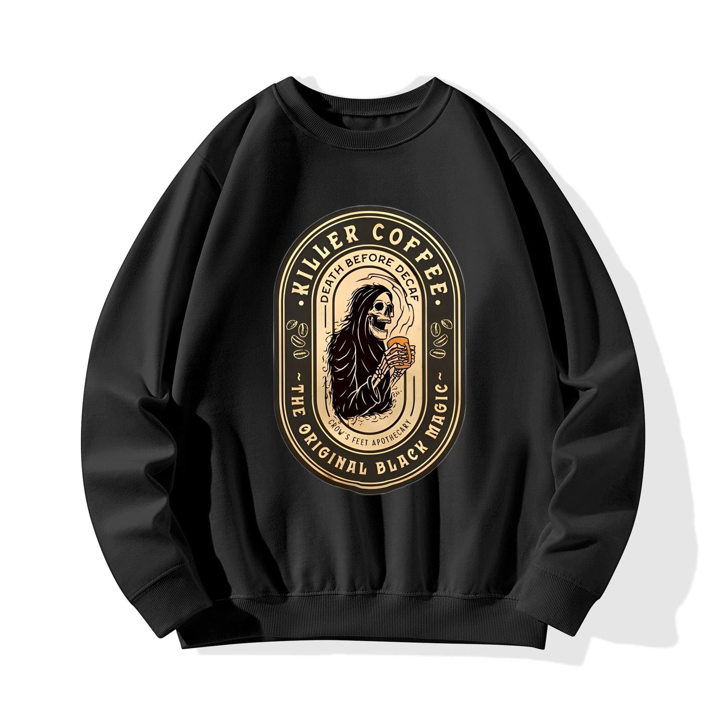 Sweatershirt Cotton killer coffee skull logo DrinkandArt