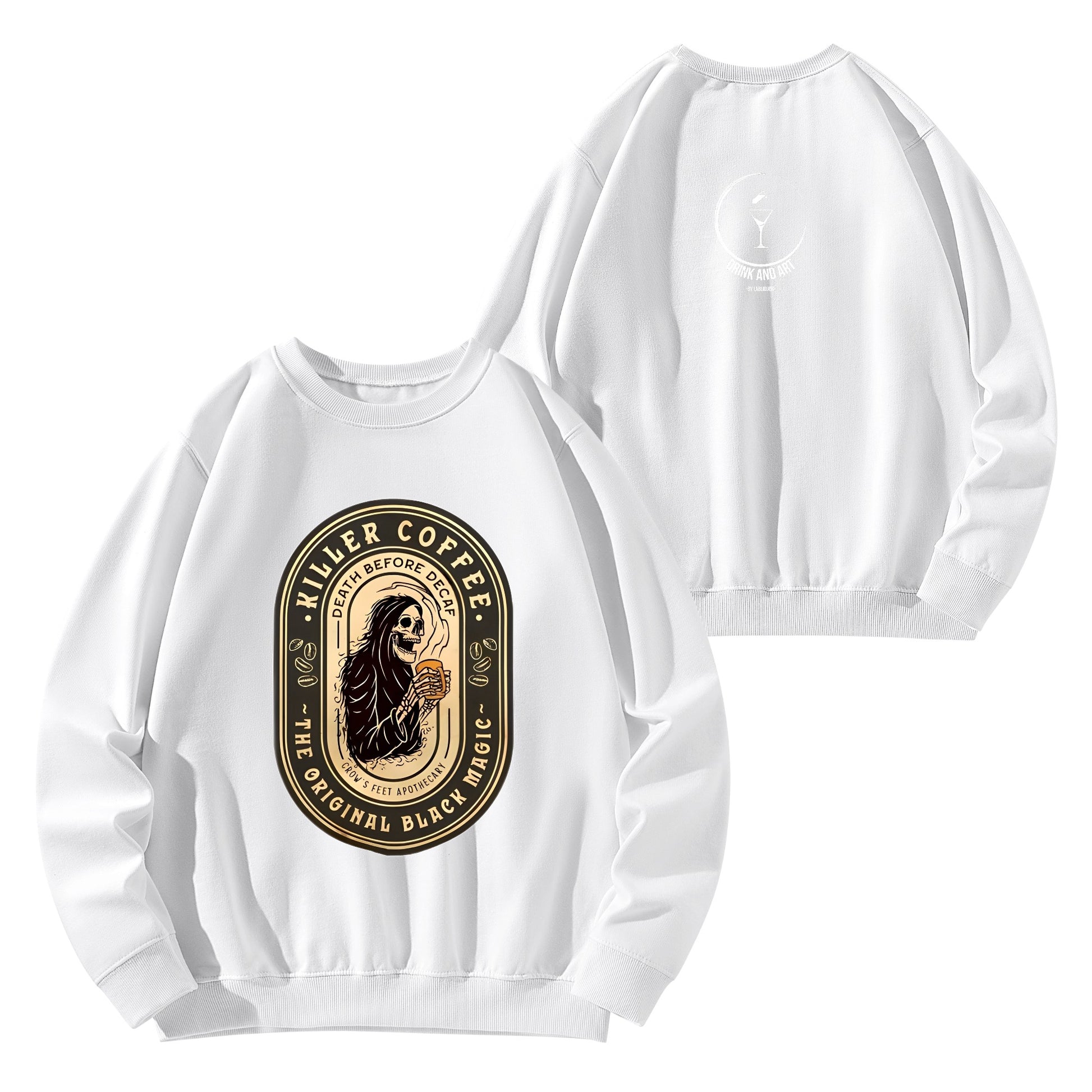 Sweatershirt Cotton killer coffee skull logo DrinkandArt