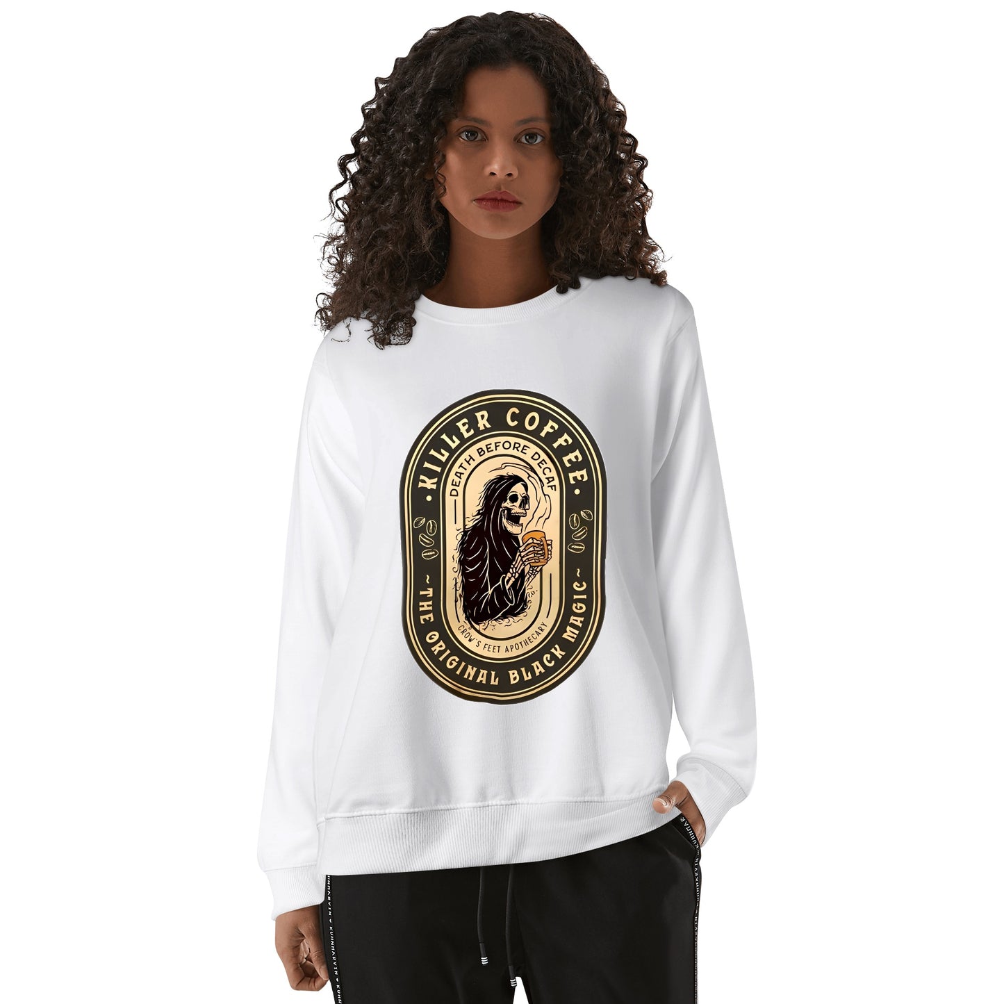 Sweatershirt Cotton killer coffee skull logo DrinkandArt