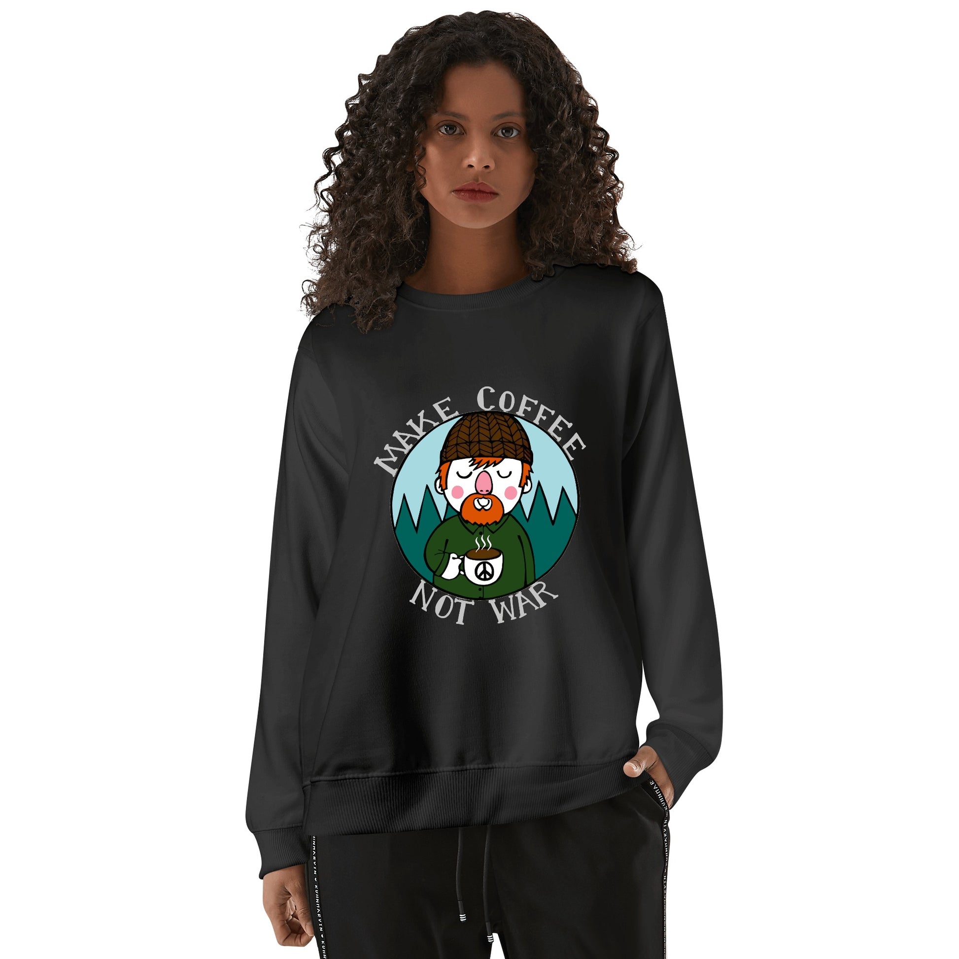 Sweatershirt Cotton lumberjack make cafe not war DrinkandArt