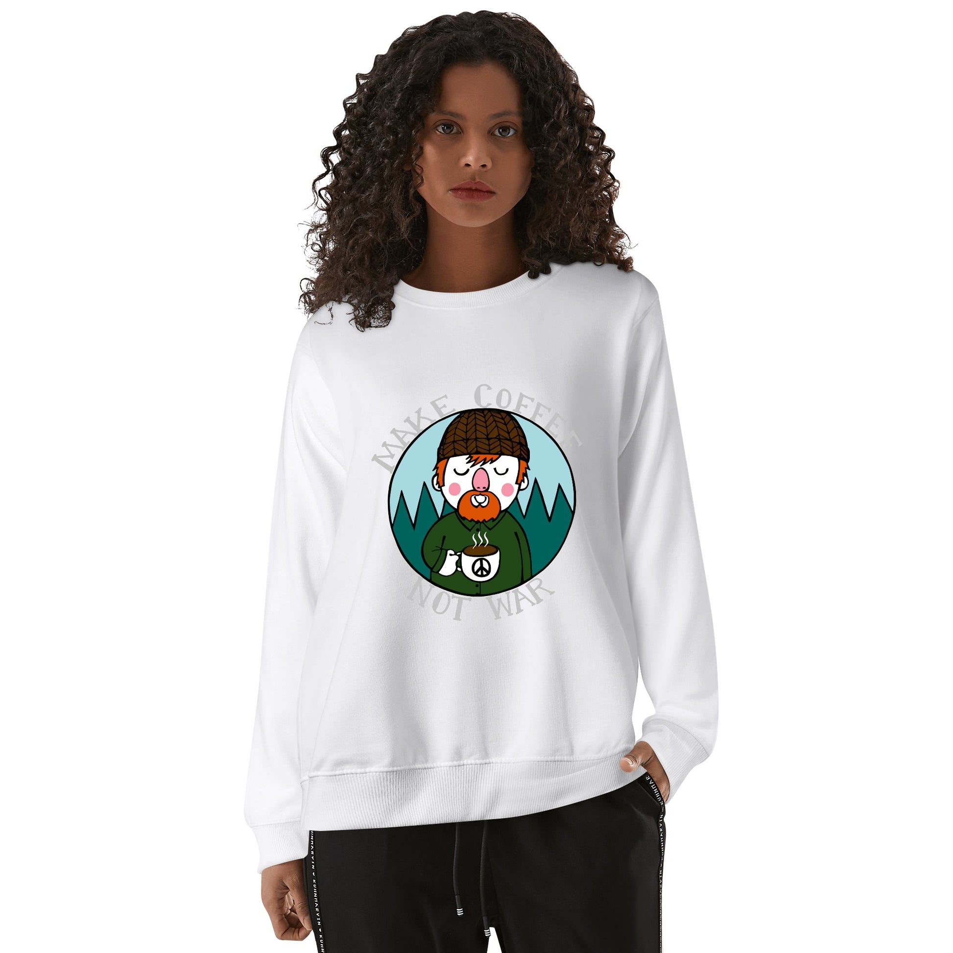 Sweatershirt Cotton lumberjack make cafe not war DrinkandArt