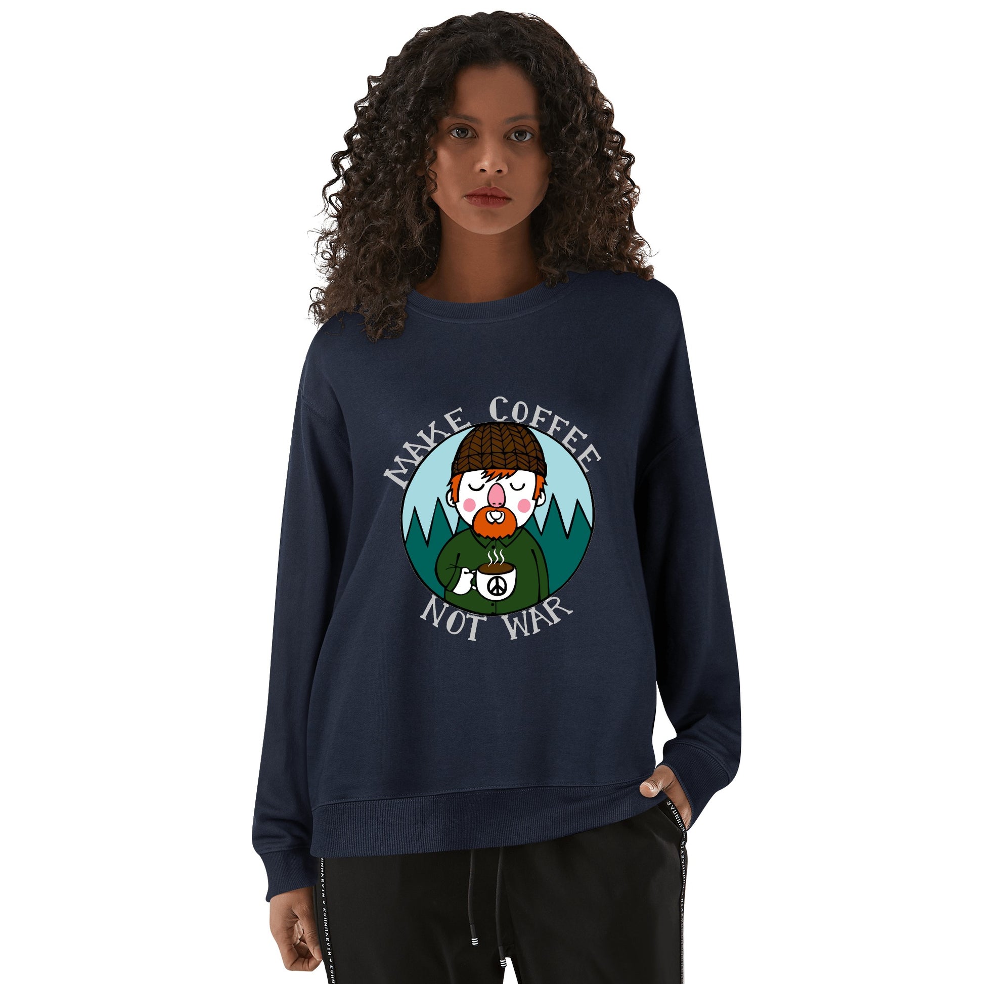 Sweatershirt Cotton lumberjack make cafe not war DrinkandArt