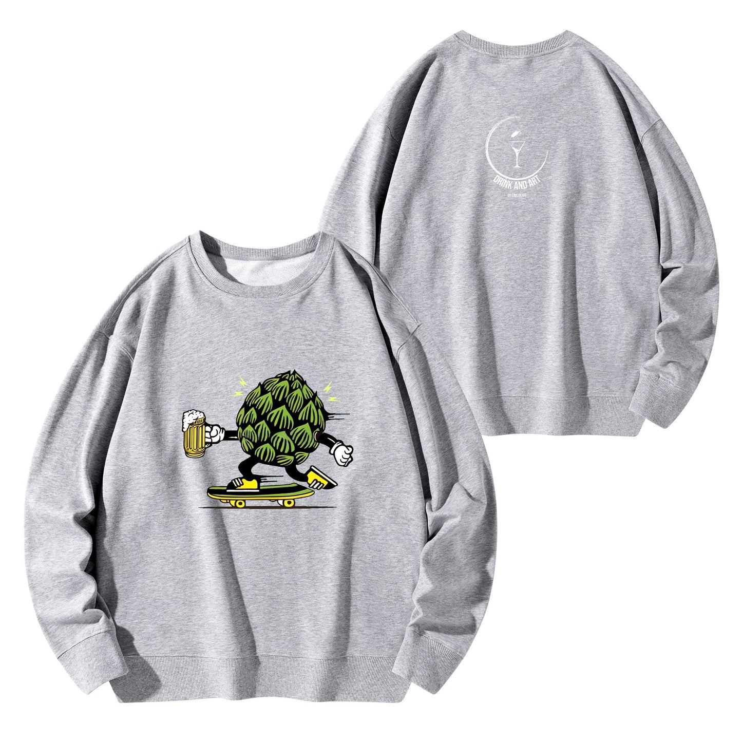 Sweatershirt Cotton skater hops beer funny DrinkandArt