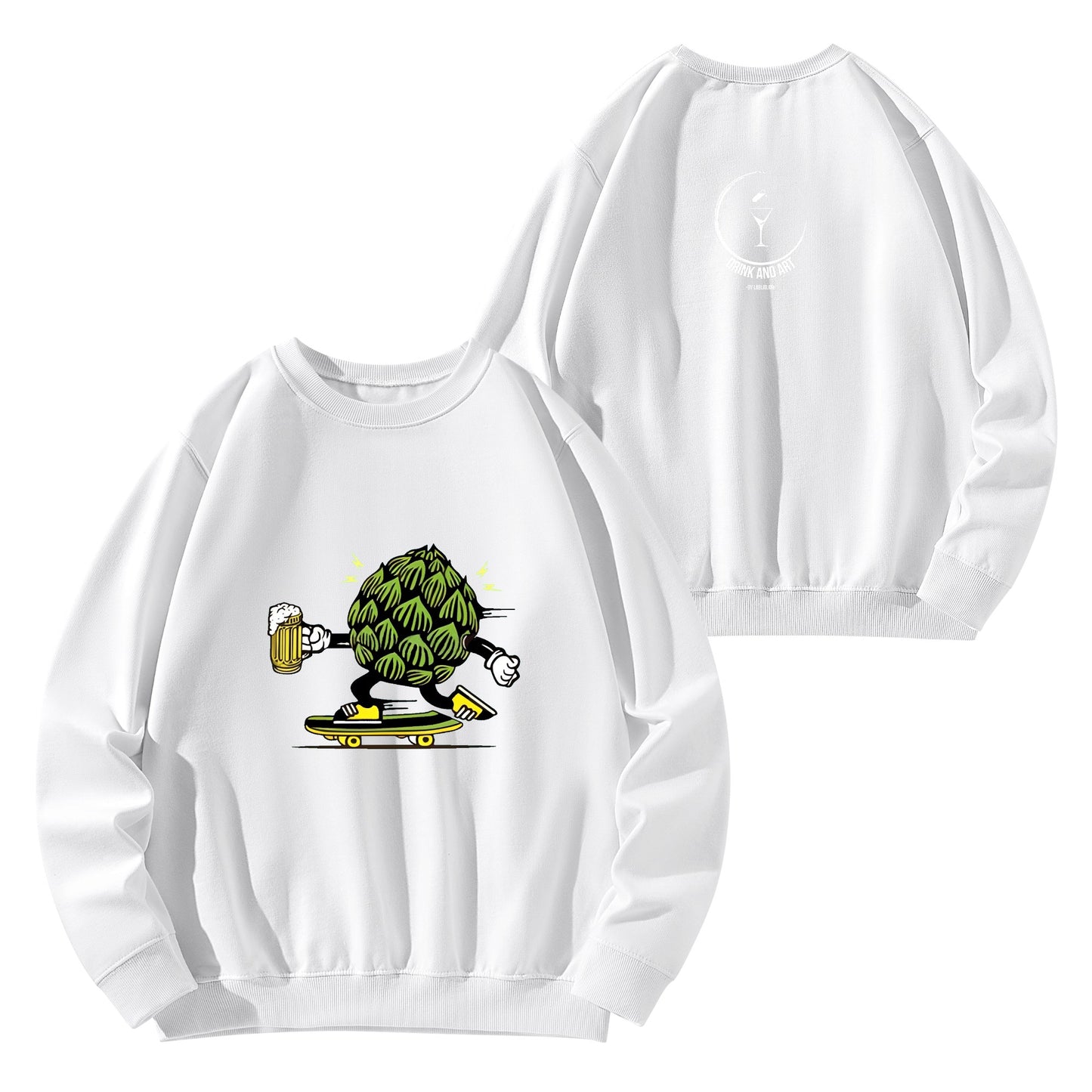 Sweatershirt Cotton skater hops beer funny DrinkandArt