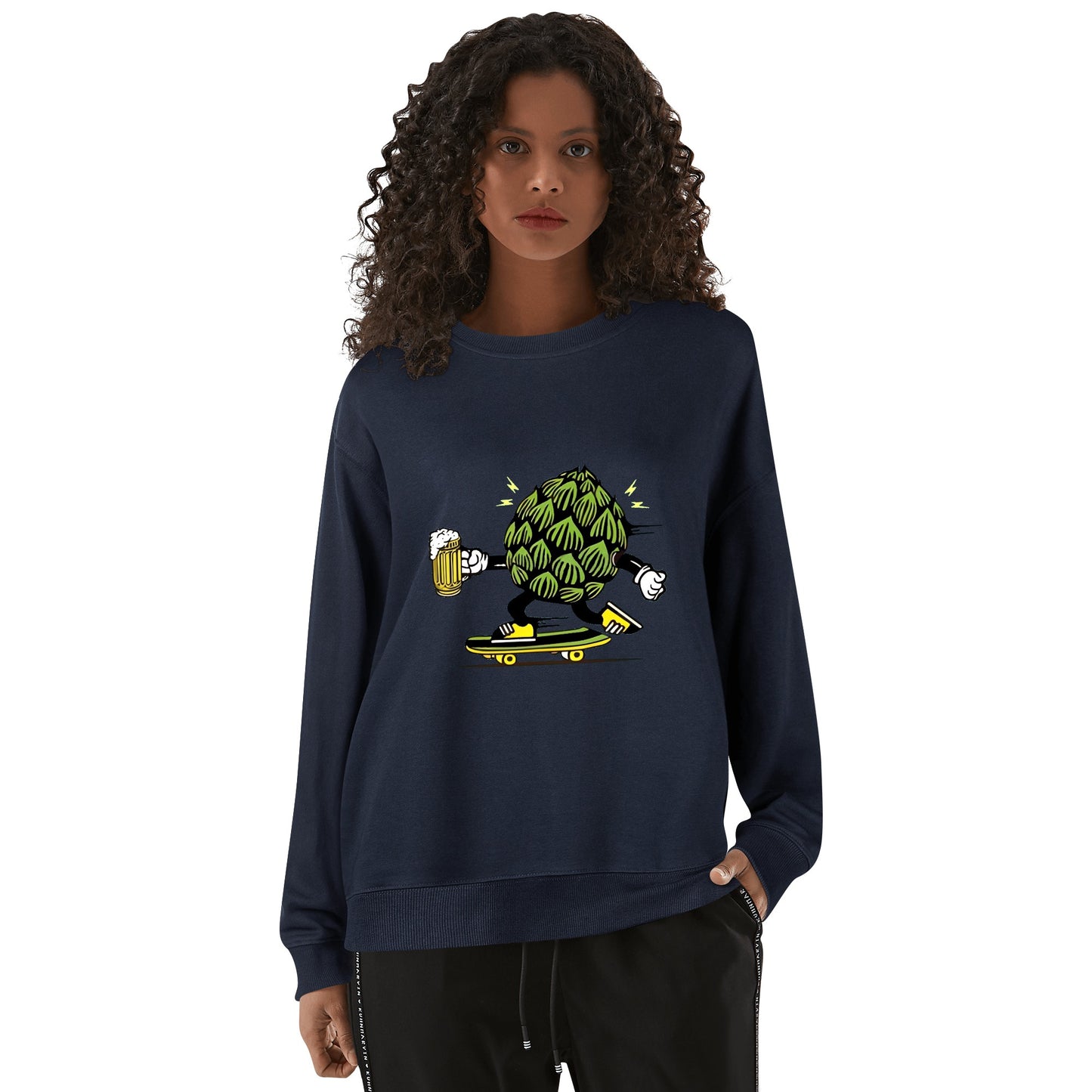 Sweatershirt Cotton skater hops beer funny DrinkandArt