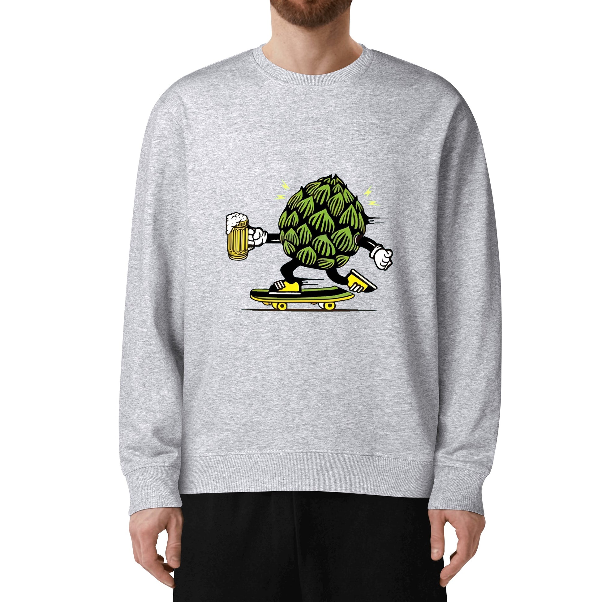 Sweatershirt Cotton skater hops beer funny DrinkandArt