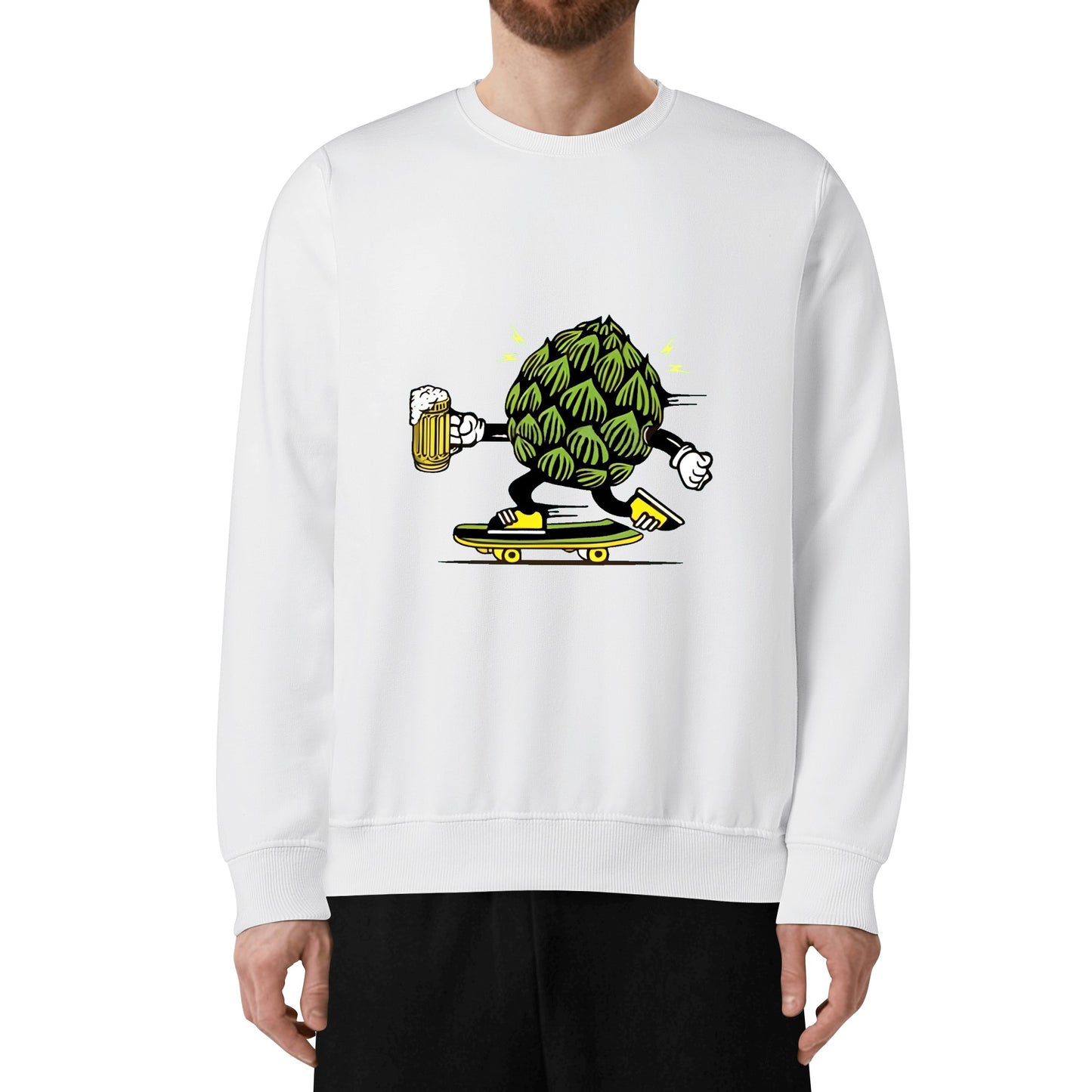 Sweatershirt Cotton skater hops beer funny DrinkandArt