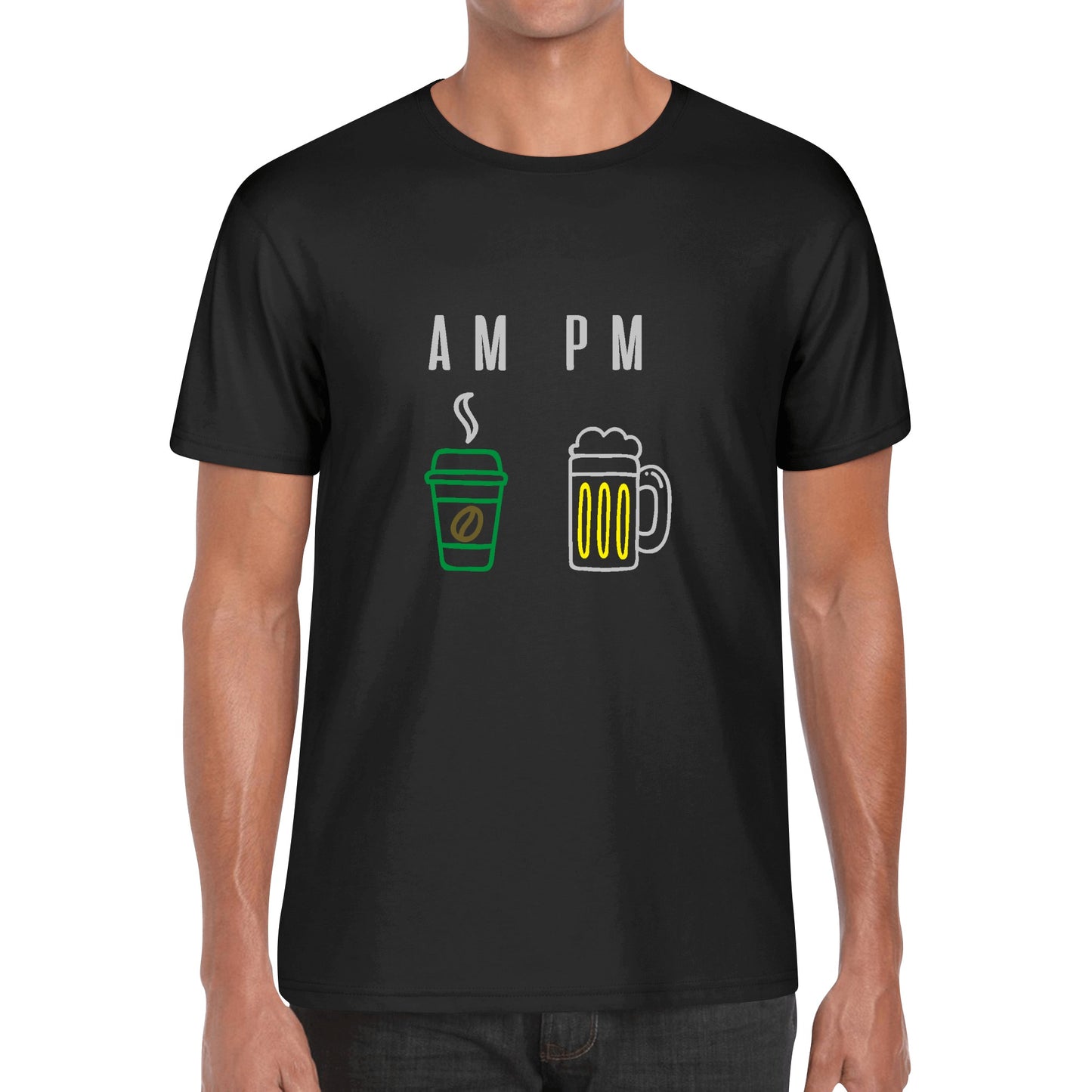 T-Shirt AM PM Coffee or Beer DrinkandArt