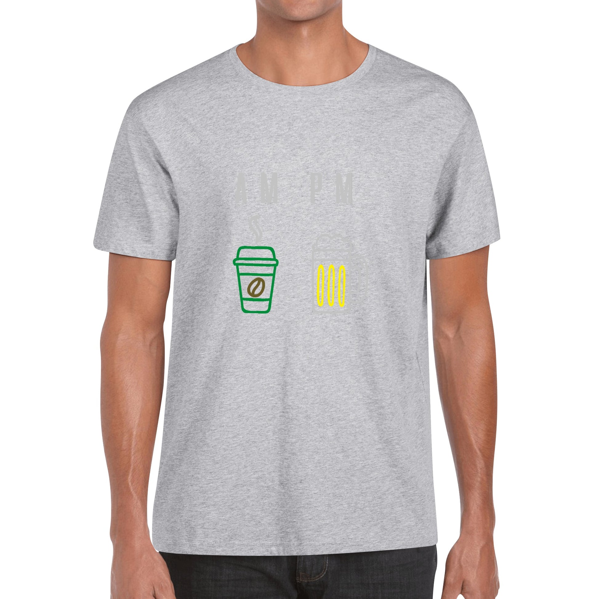 T-Shirt AM PM Coffee or Beer DrinkandArt