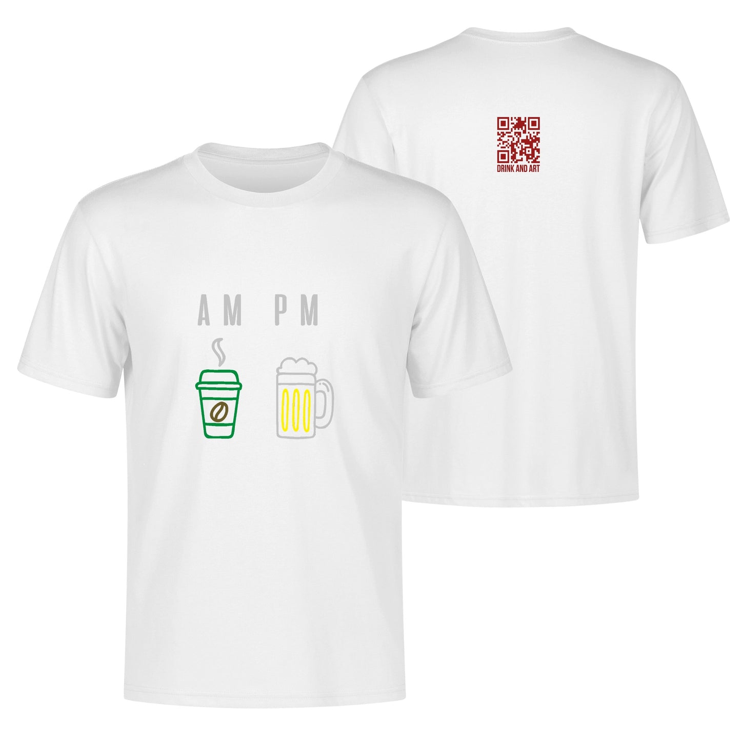 T-Shirt AM PM Coffee or Beer DrinkandArt