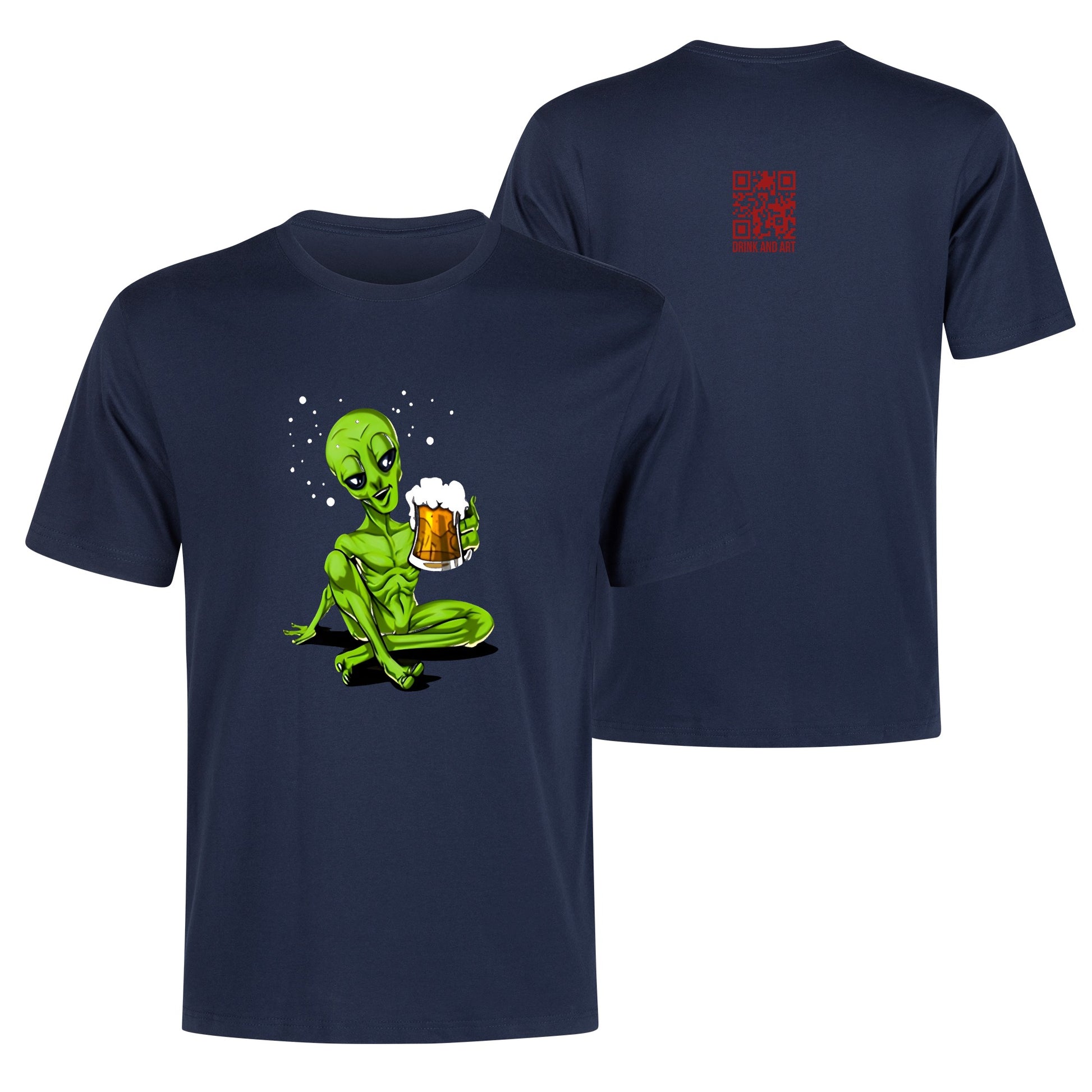 T-Shirt Alien Drinking Beer DrinkandArt