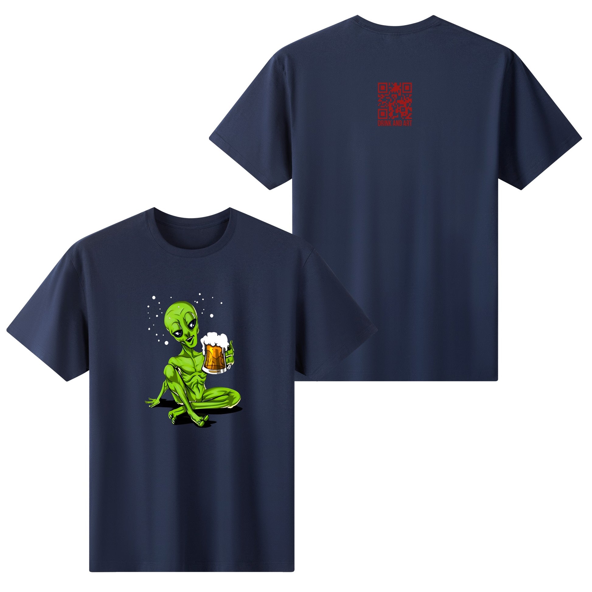 T-Shirt Alien Drinking Beer DrinkandArt