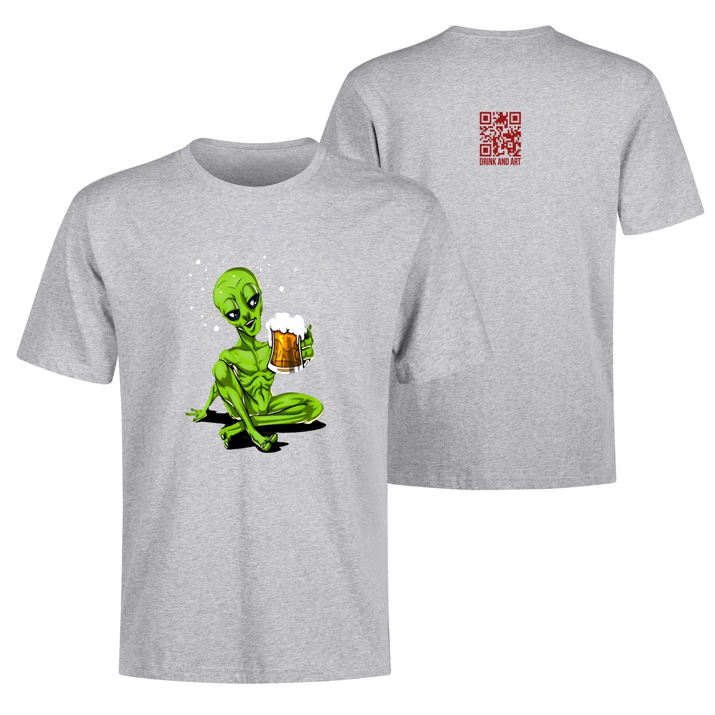 T-Shirt Alien Drinking Beer DrinkandArt