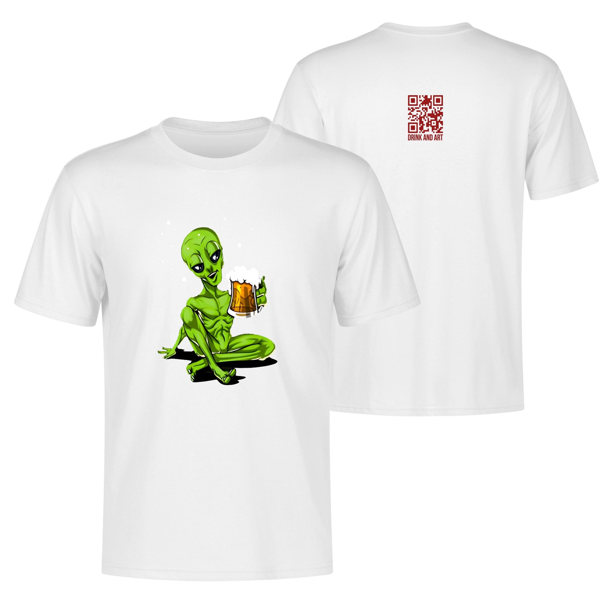 T-Shirt Alien Drinking Beer DrinkandArt