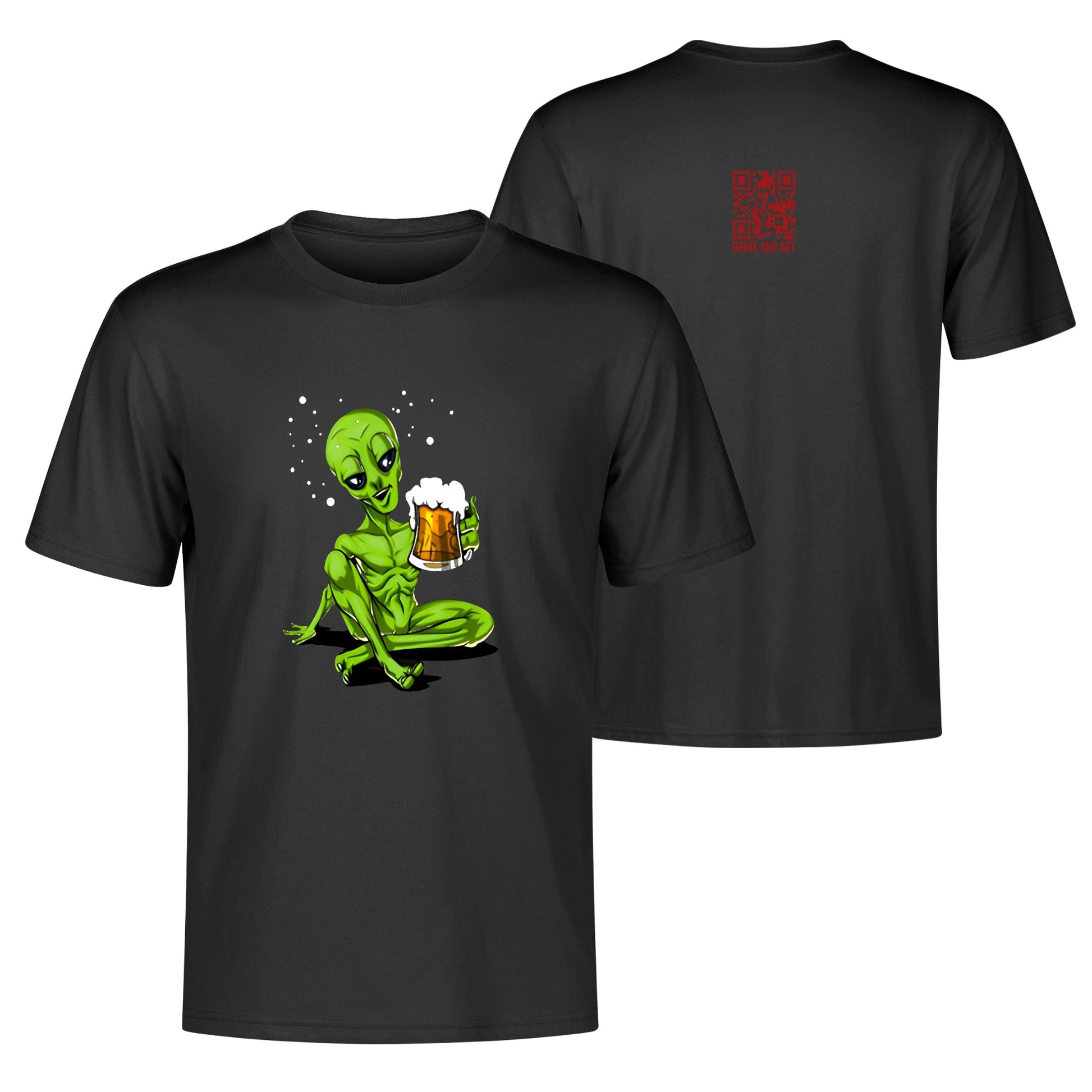 T-Shirt Alien Drinking Beer DrinkandArt