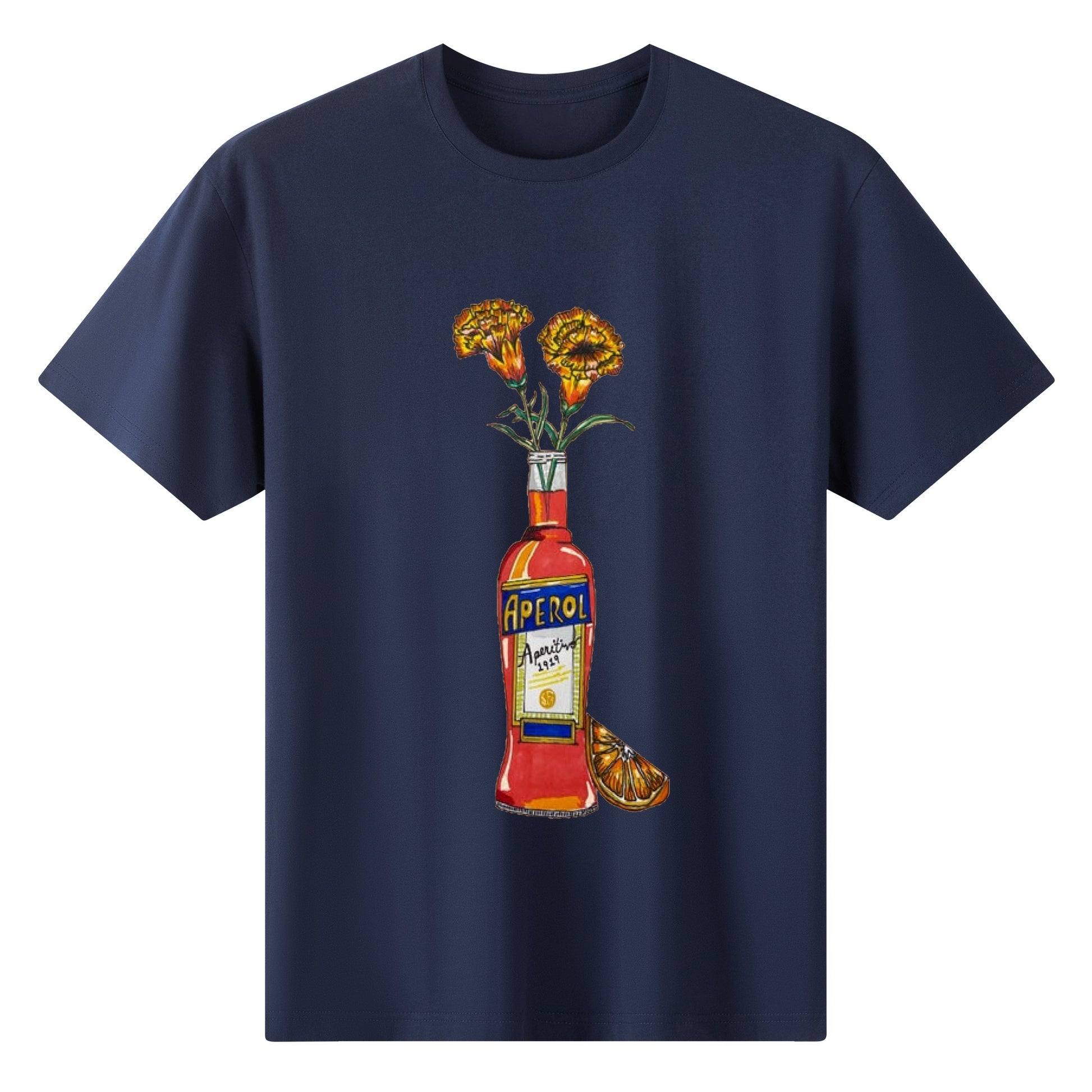 T-Shirt Aperol yellow flowers DrinkandArt