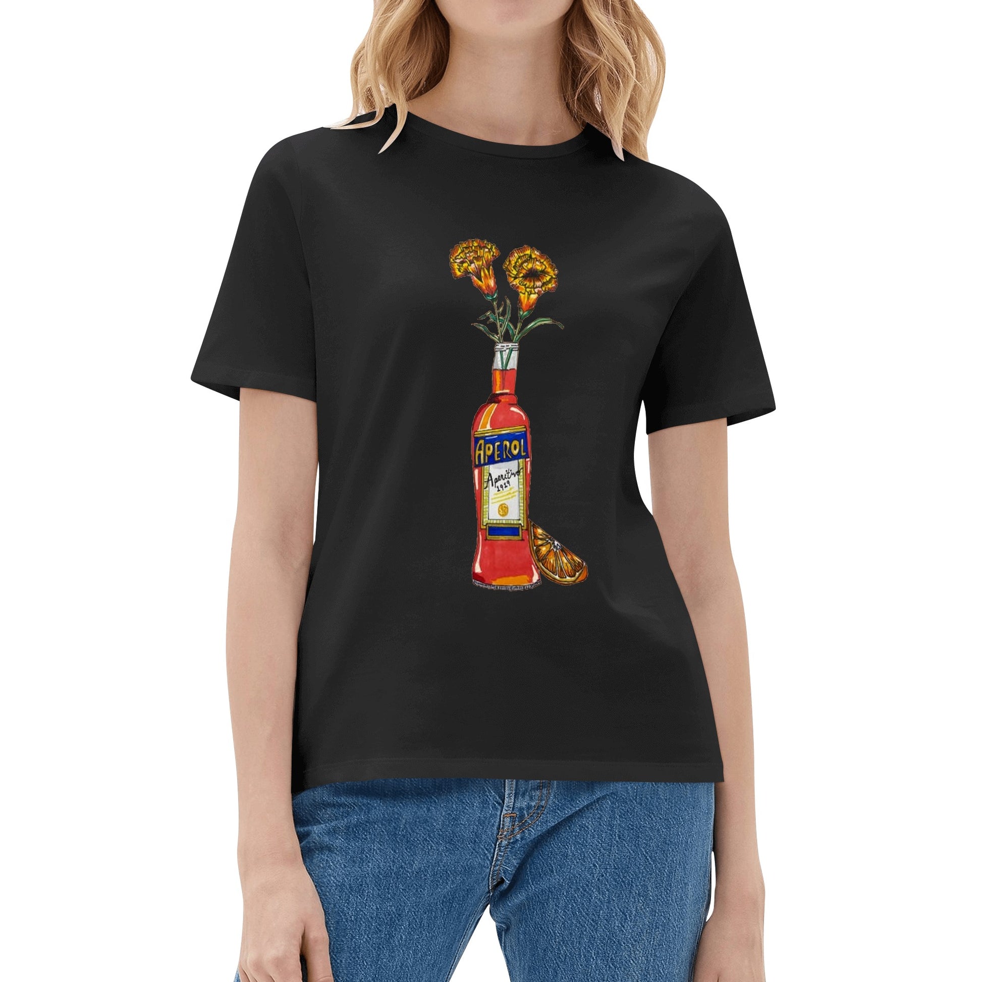 T-Shirt Aperol yellow flowers DrinkandArt