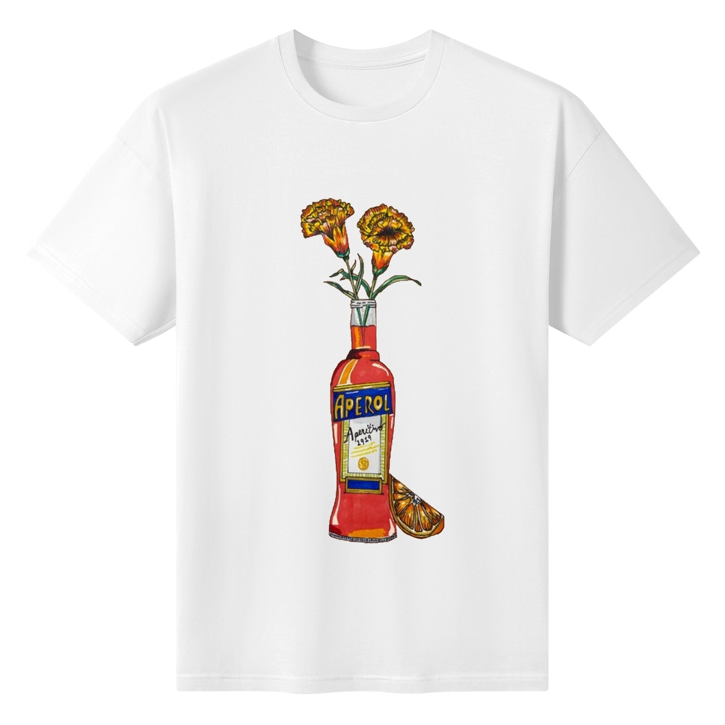 T-Shirt Aperol yellow flowers DrinkandArt