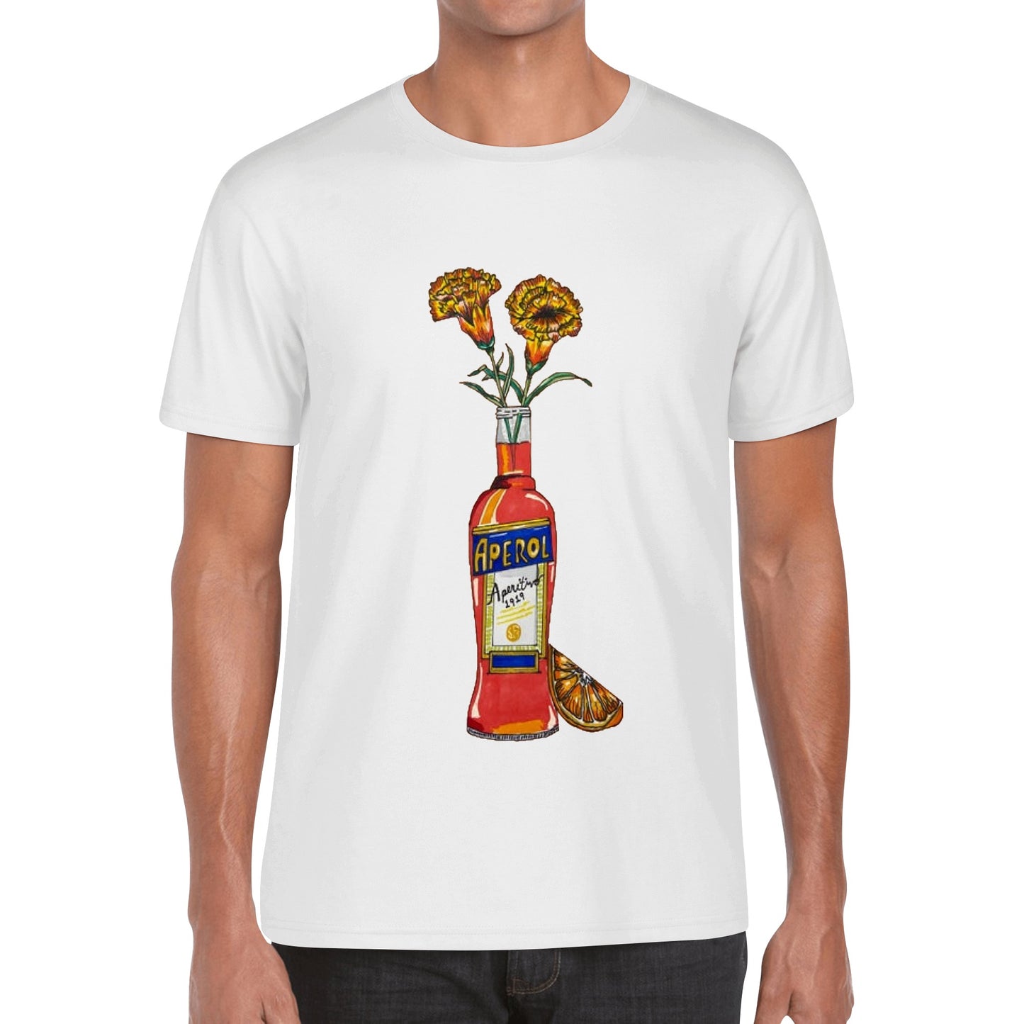 T-Shirt Aperol yellow flowers DrinkandArt