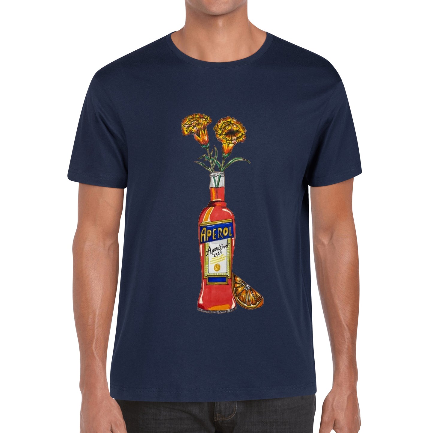 T-Shirt Aperol yellow flowers DrinkandArt