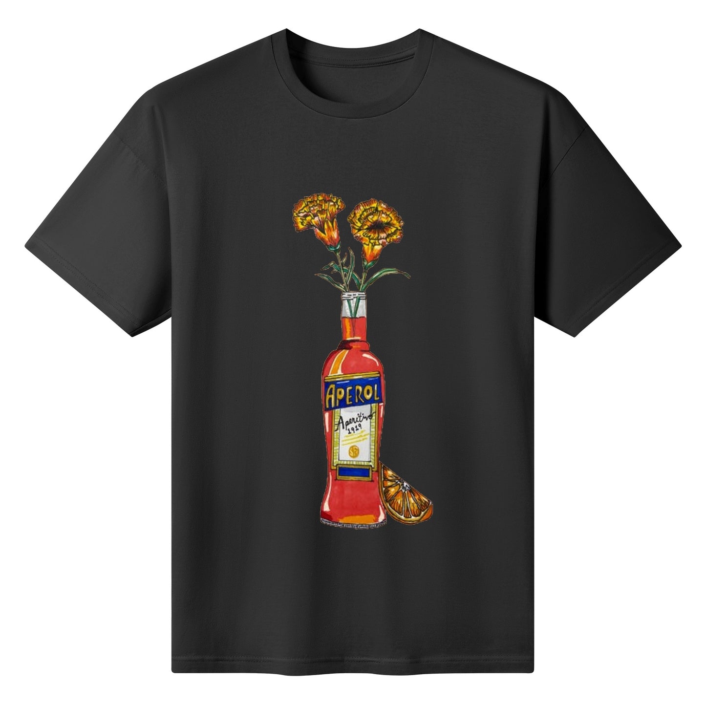 T-Shirt Aperol yellow flowers DrinkandArt