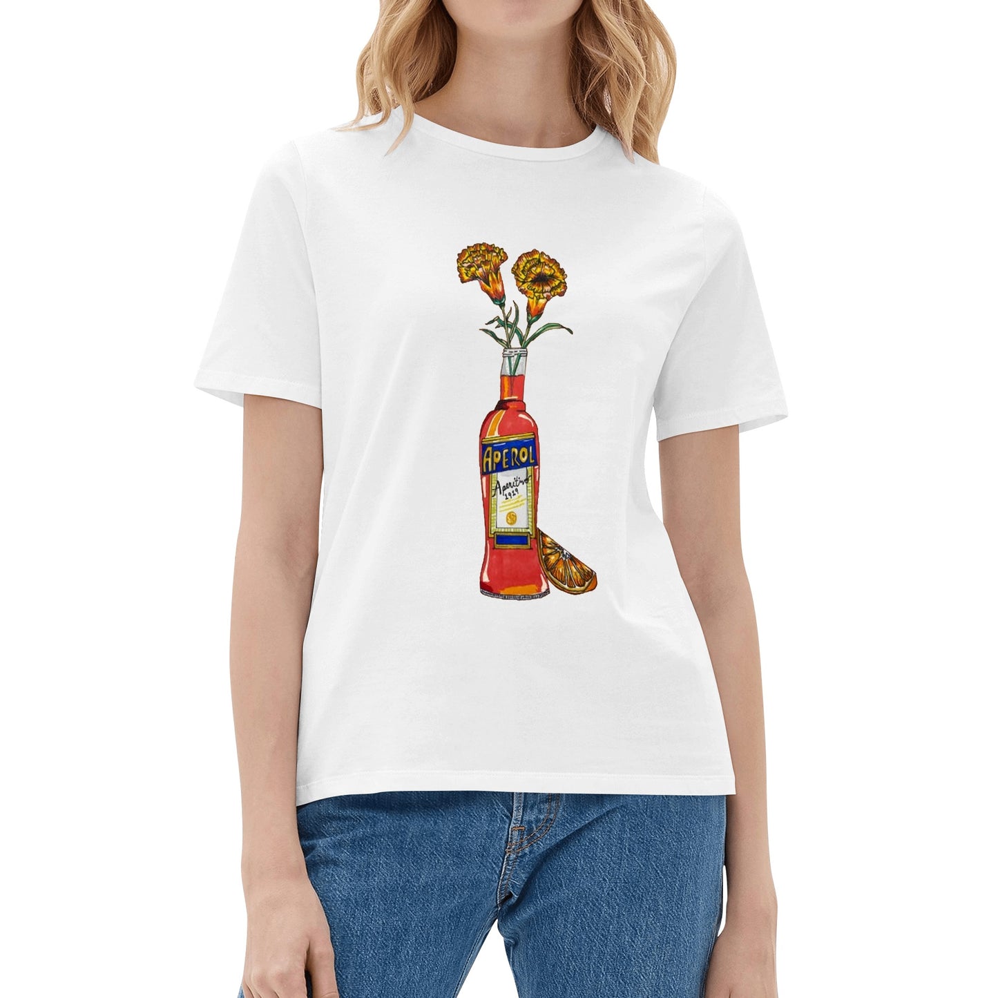 T-Shirt Aperol yellow flowers DrinkandArt