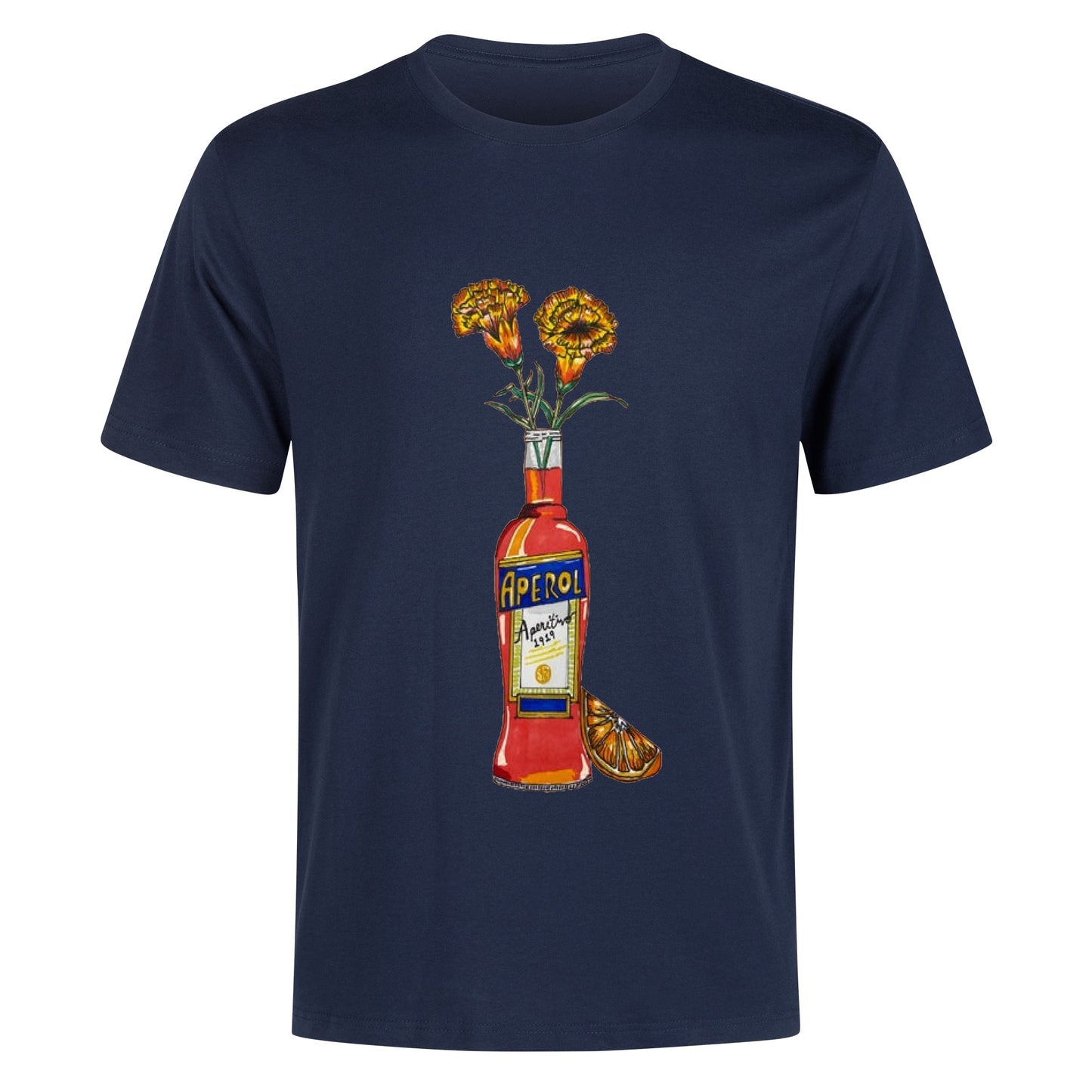 T-Shirt Aperol yellow flowers DrinkandArt