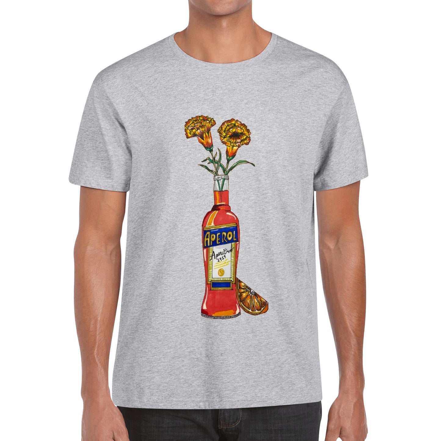 T-Shirt Aperol yellow flowers DrinkandArt