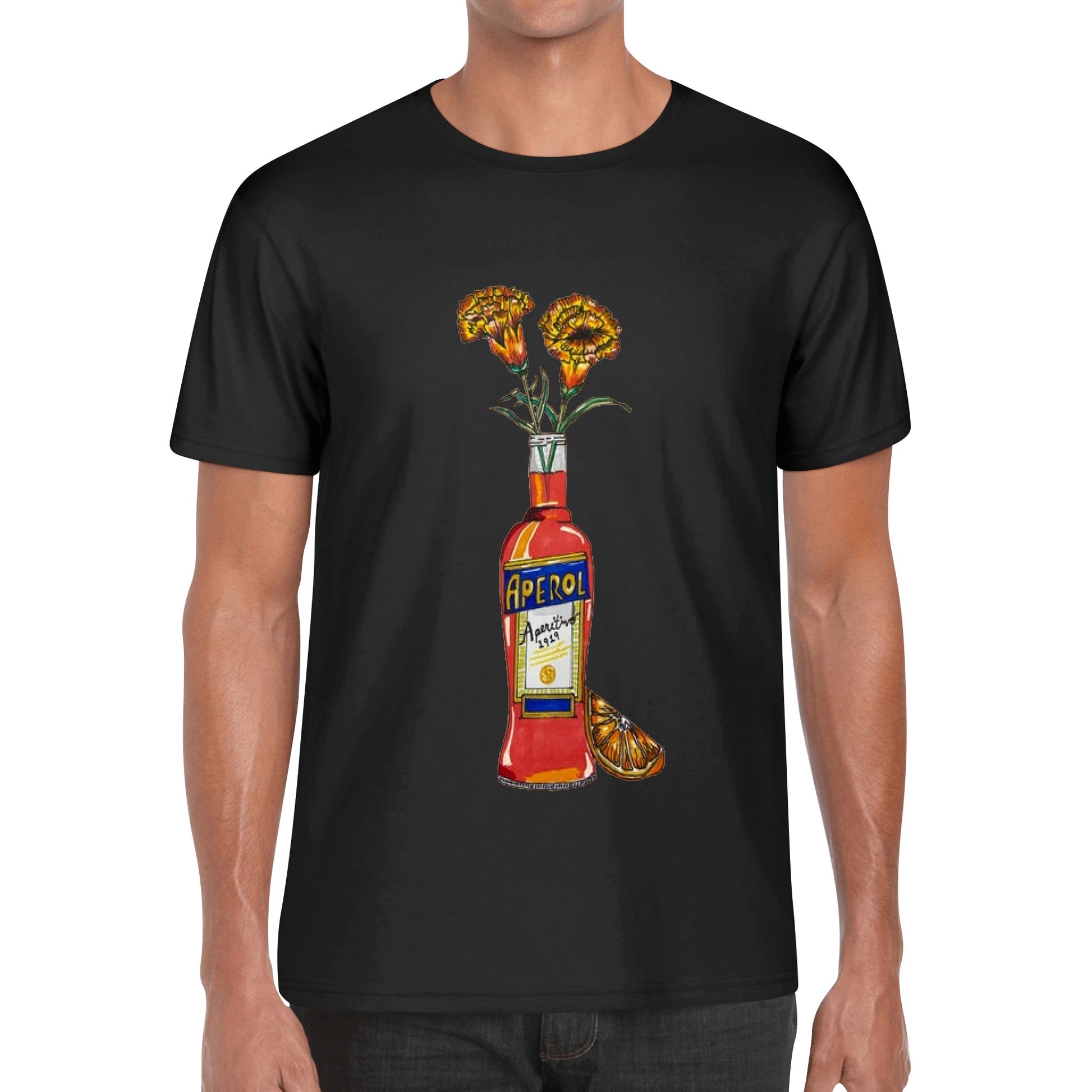 T-Shirt Aperol yellow flowers DrinkandArt