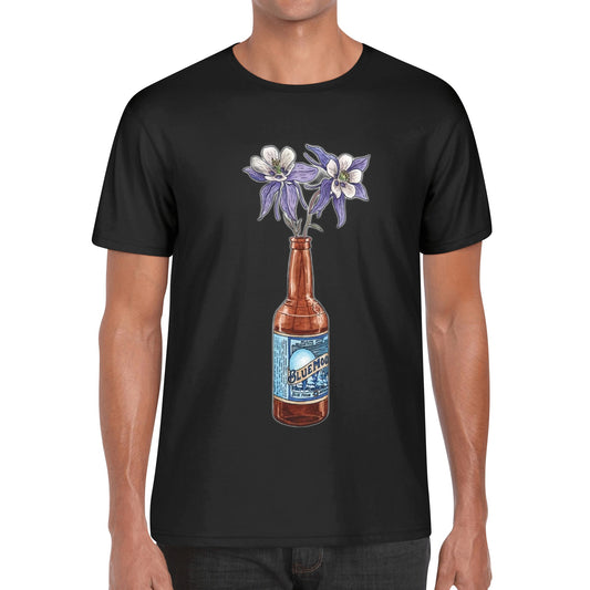 T-Shirt Blue Moon Beer floral art DrinkandArt