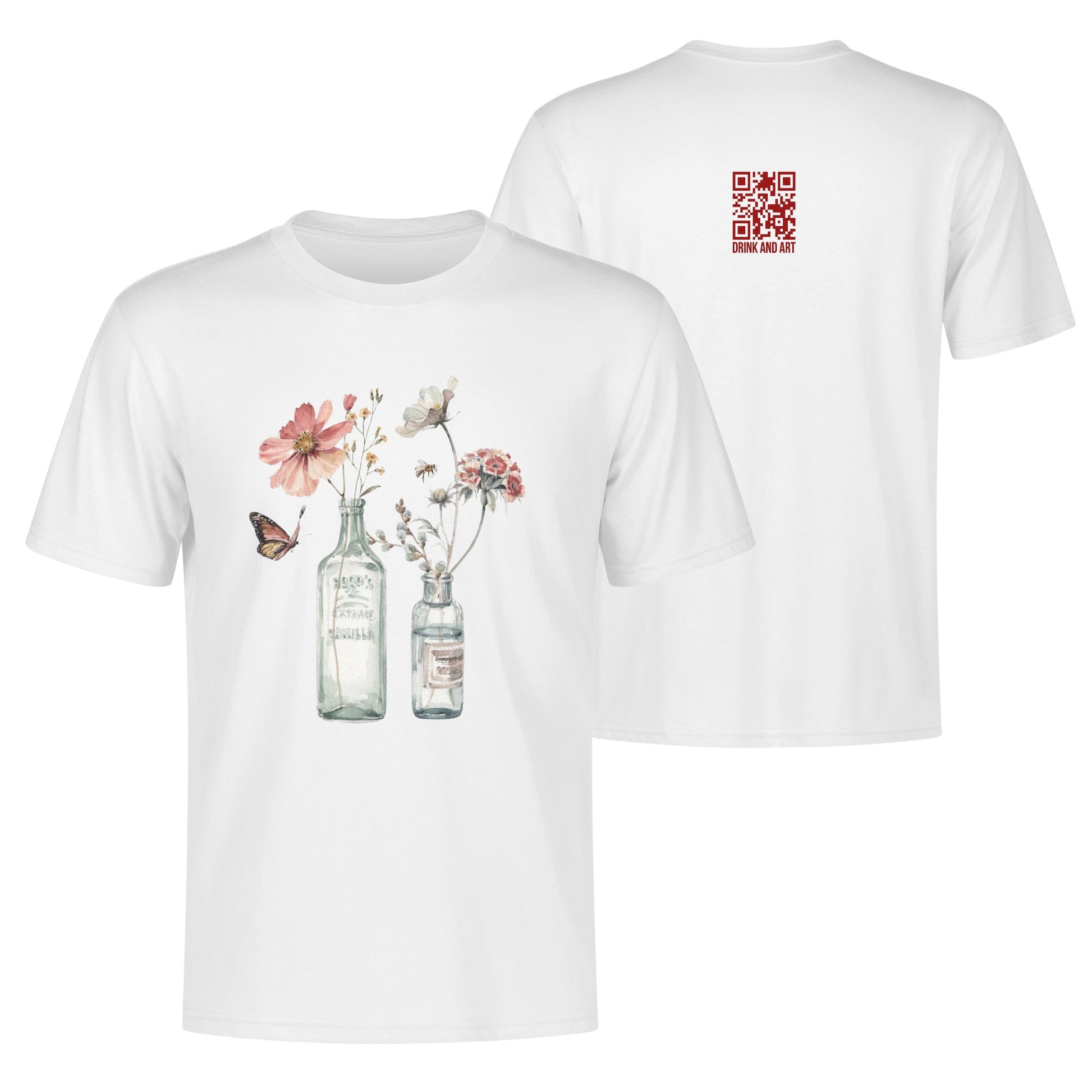 T-Shirt Bottle floral art DrinkandArt