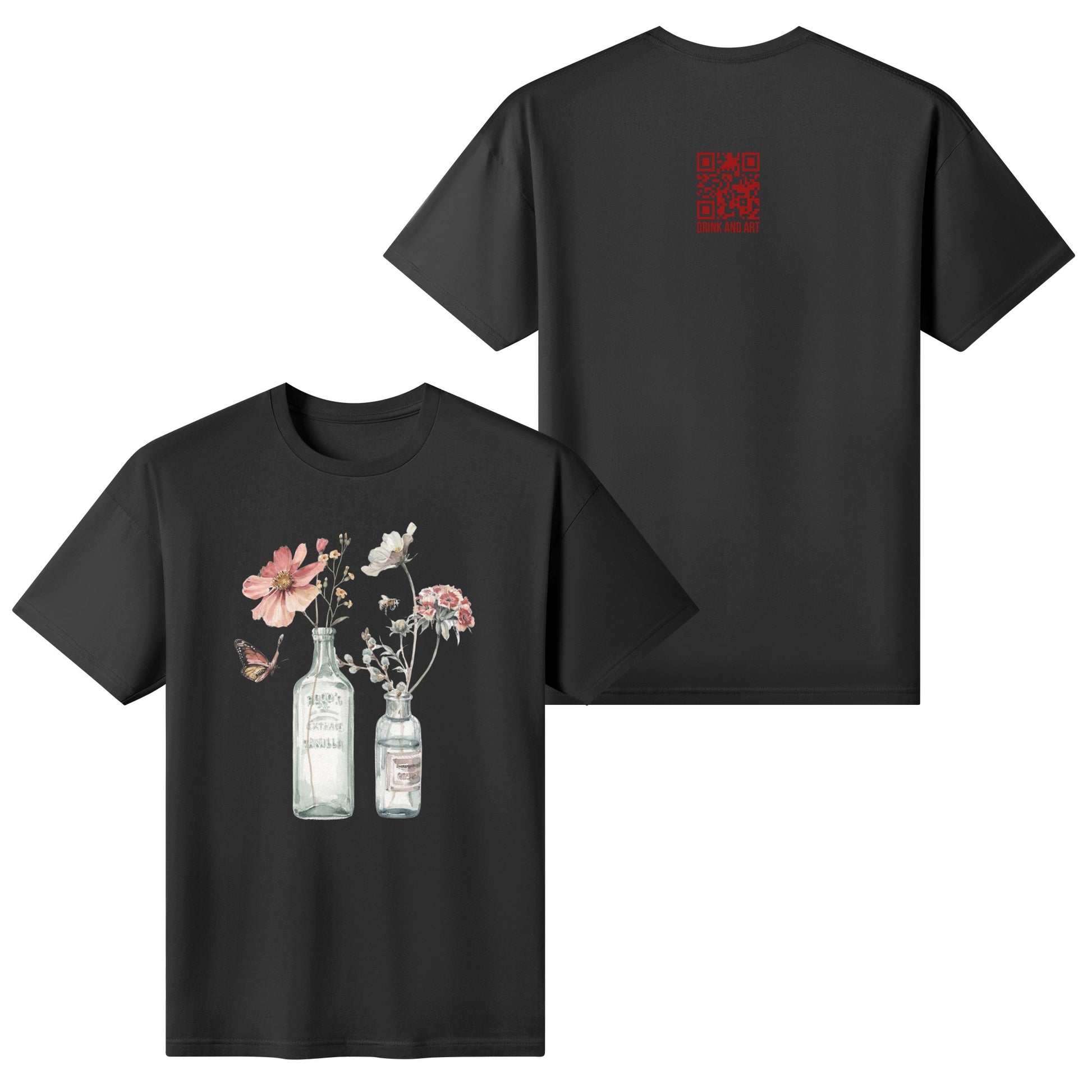 T-Shirt Bottle floral art DrinkandArt