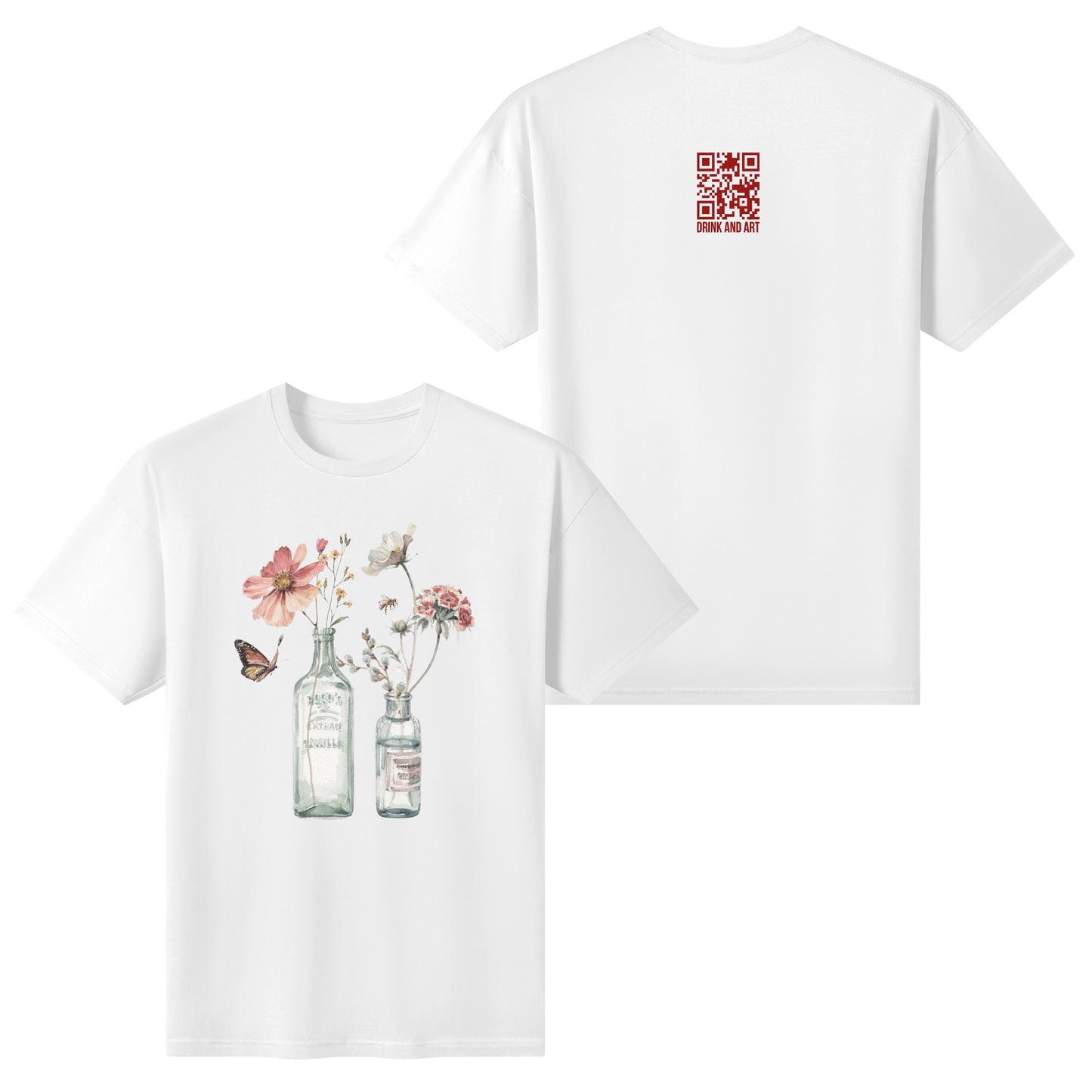 T-Shirt Bottle floral art DrinkandArt